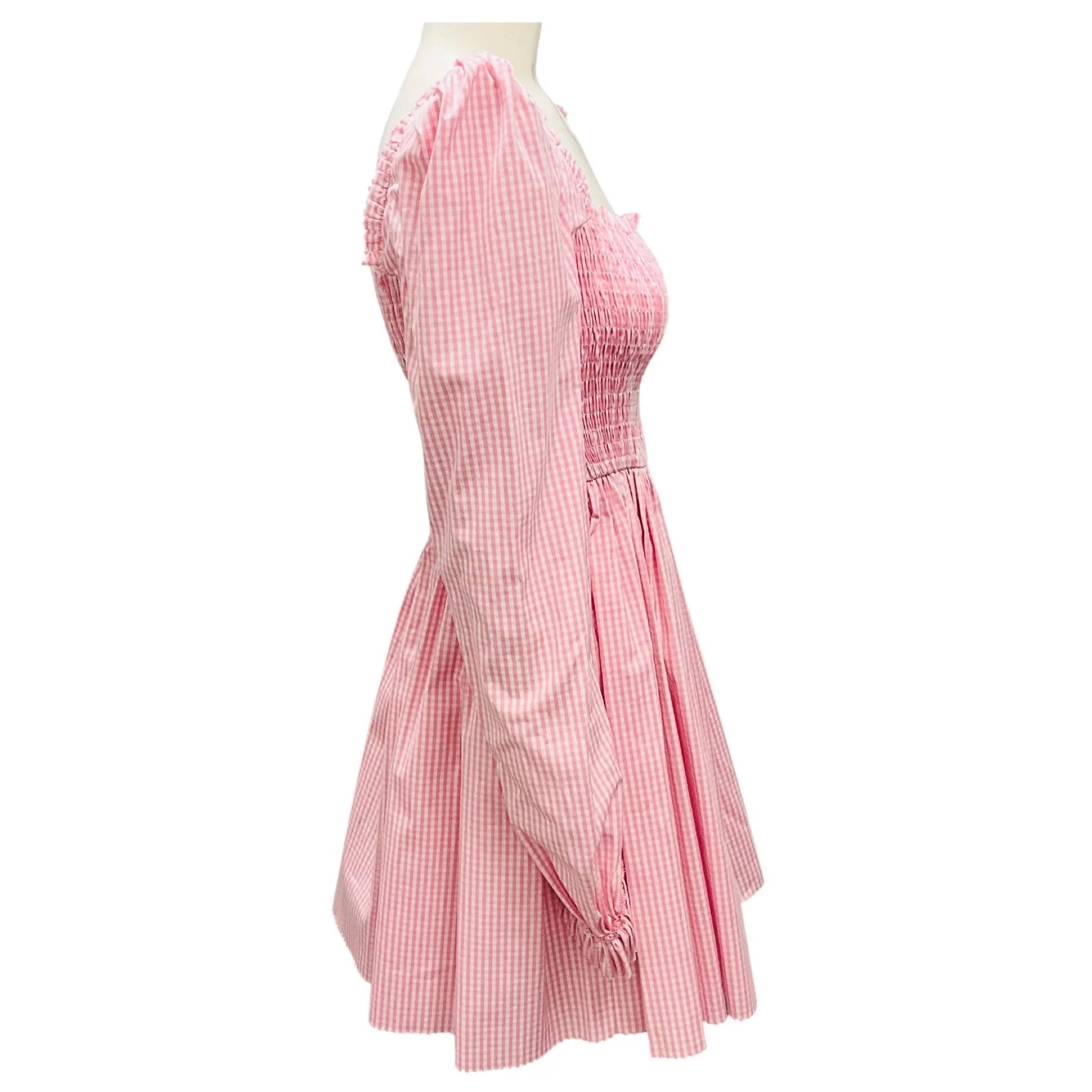 The Vampire's Wife Pink Gingham Cotton The Straw Girl Mini Dress - Image 2