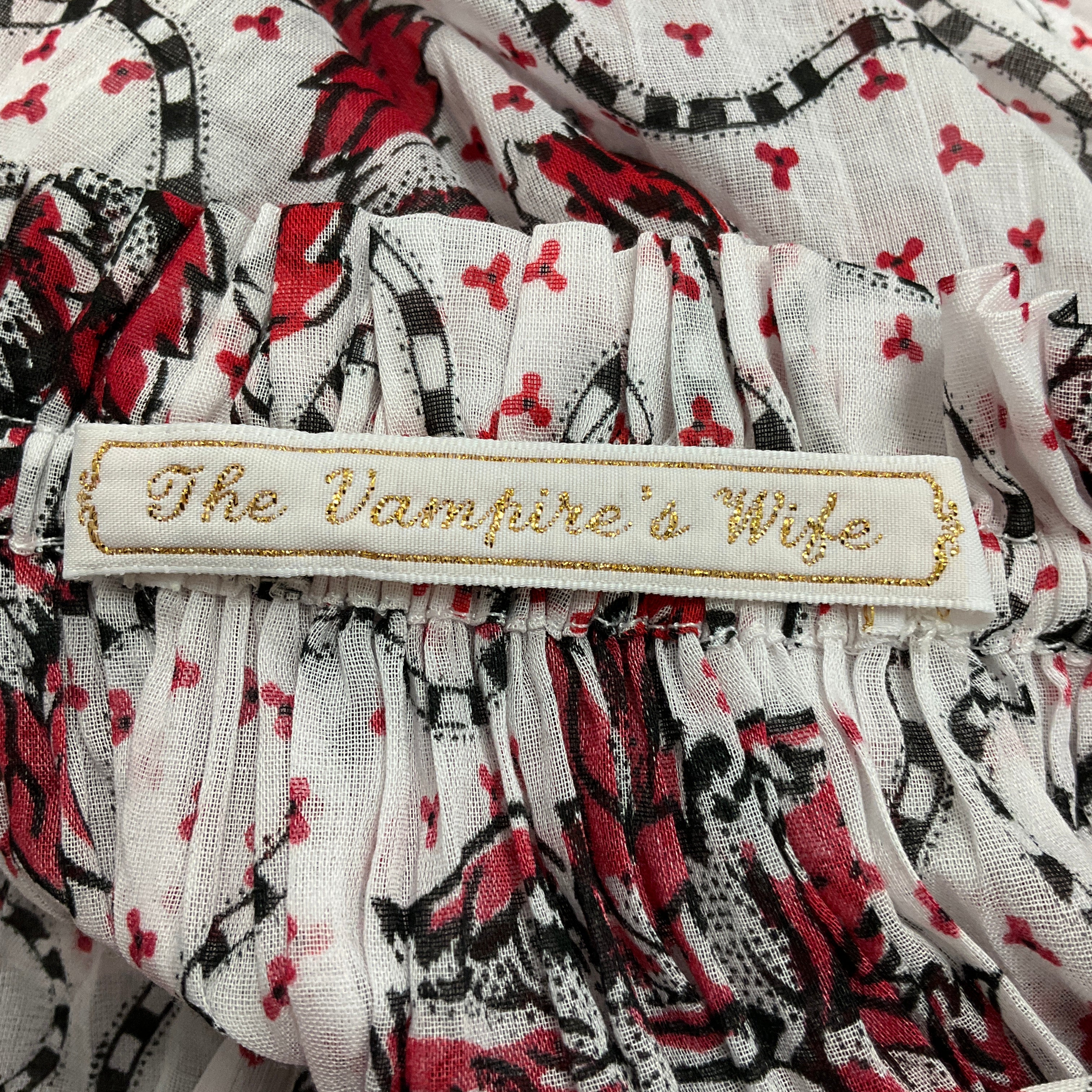 The Vampire's Wife White / Red / Black Multi Floral Printed Cotton Maxi Dress with Belt - Image 4