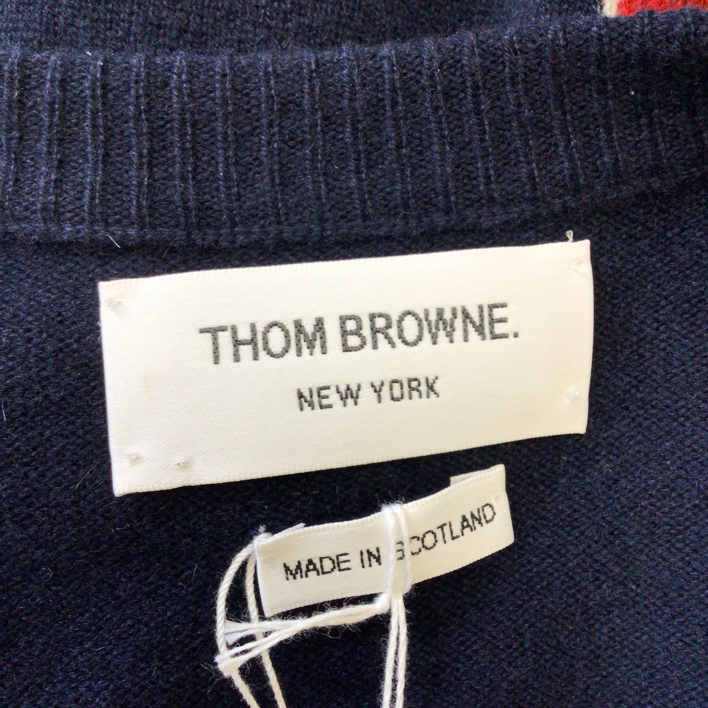Thom Browne Navy Blue Bow Design Long Sleeved Button-down Cashmere Knit Cardigan Sweater - Image 4