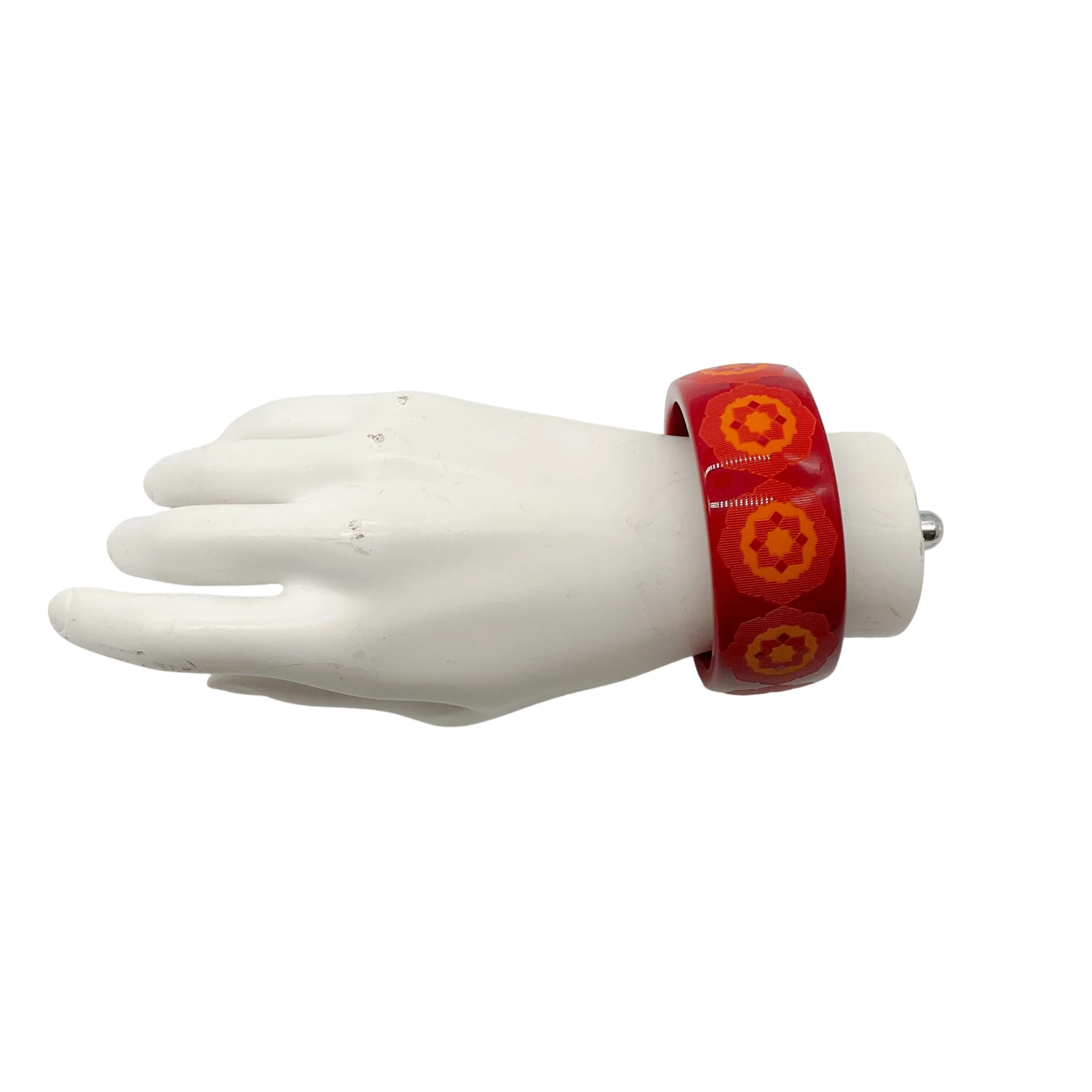 Tiffany & Co. Red / Orange Marrakesh Print Paloma Picasso Zellige Lacquer Wide Bangle Bracelet - Image 4