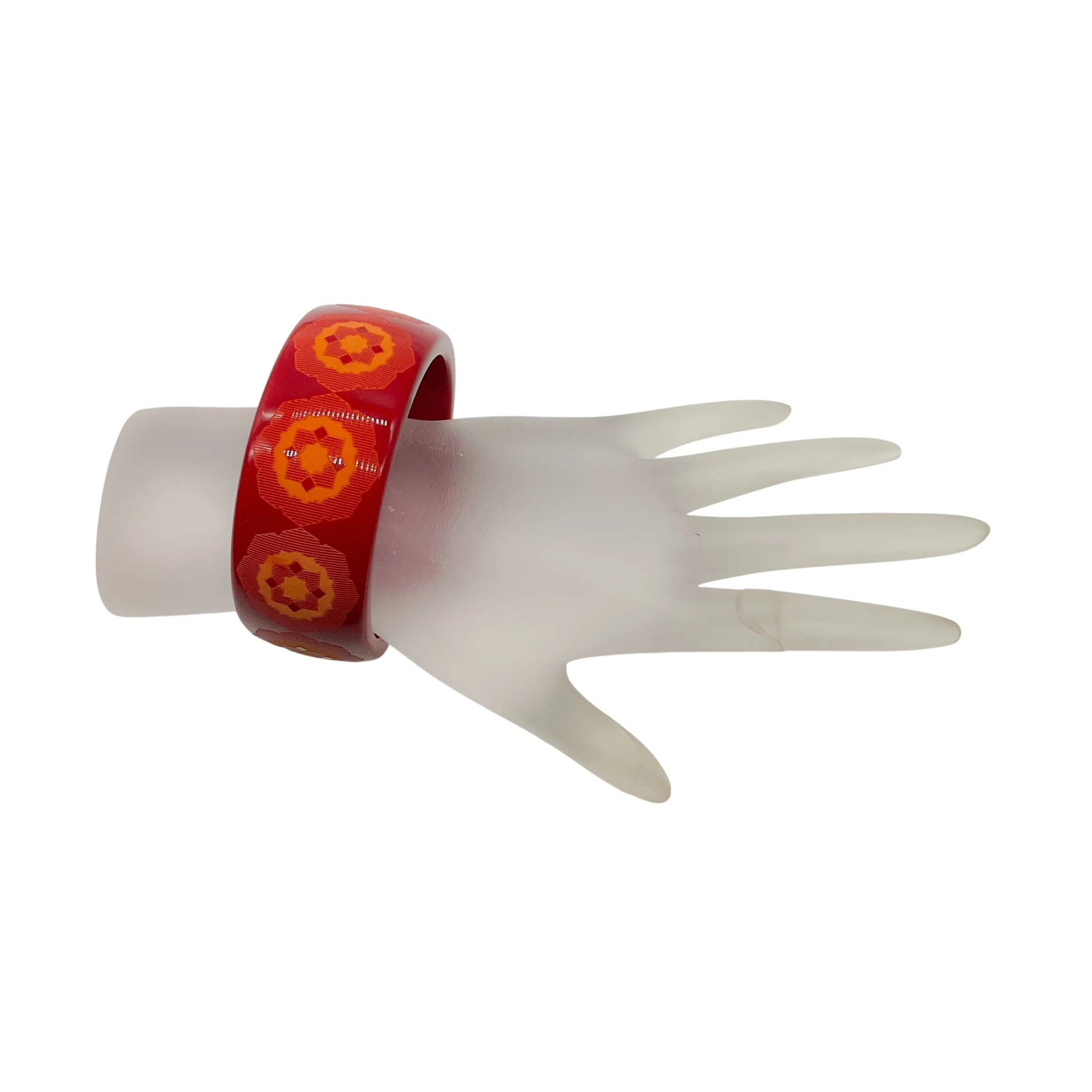 Tiffany & Co. Red / Orange Marrakesh Print Paloma Picasso Zellige Lacquer Wide Bangle Bracelet - Image 5
