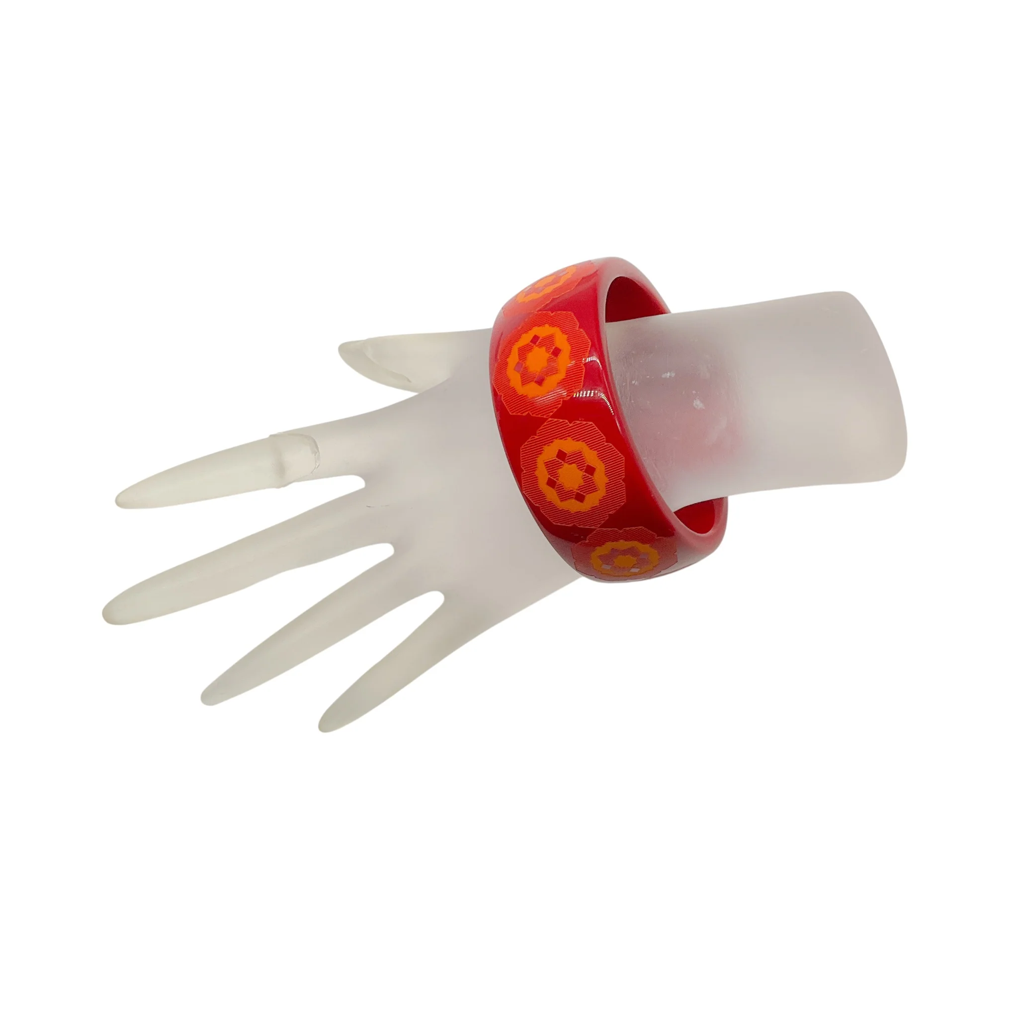 Tiffany & Co. Red / Orange Marrakesh Print Paloma Picasso Zellige Lacquer Wide Bangle Bracelet - Image 6