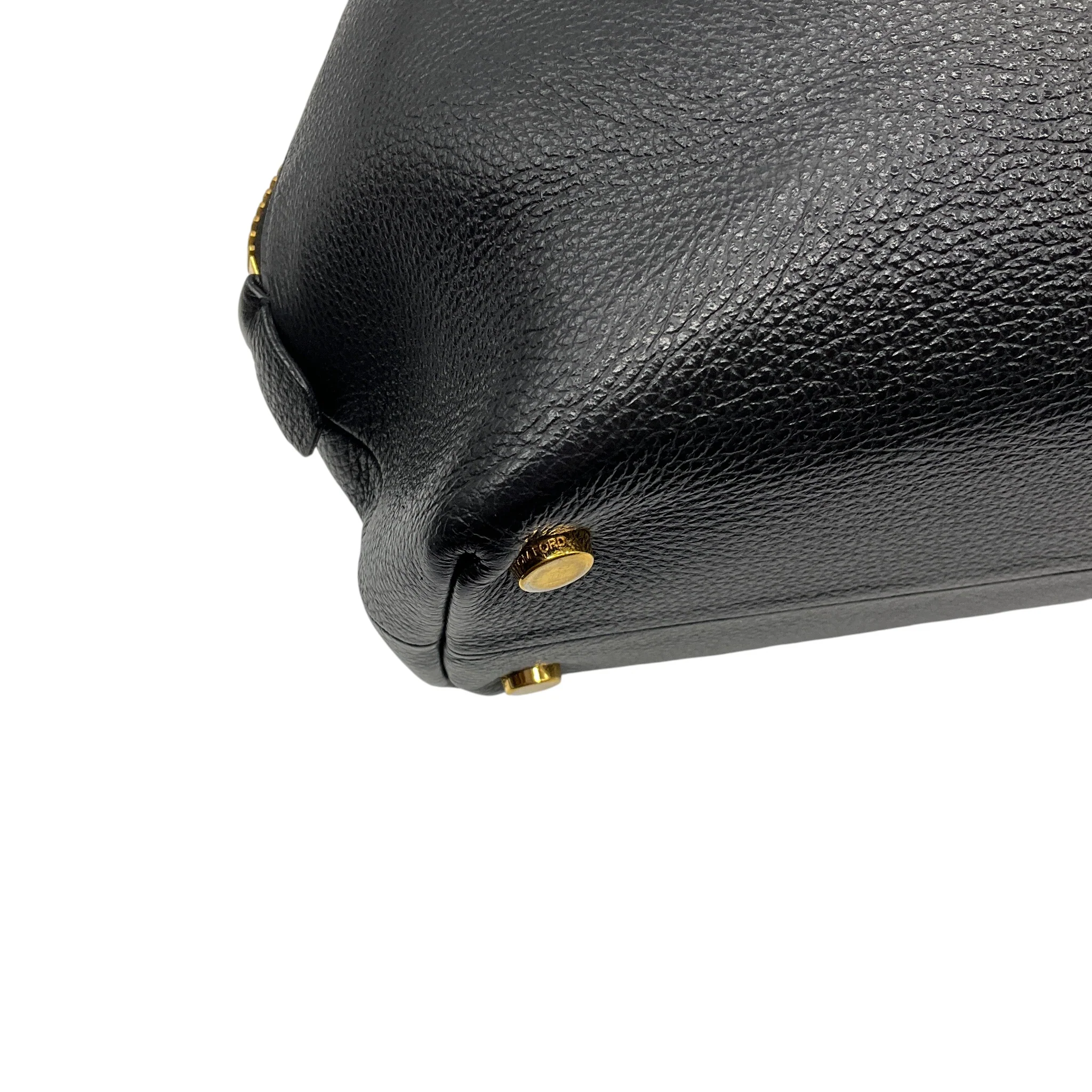 Tom Ford Black / Gold Zipper Detail Grained Leather Hobo Bag - Image 10