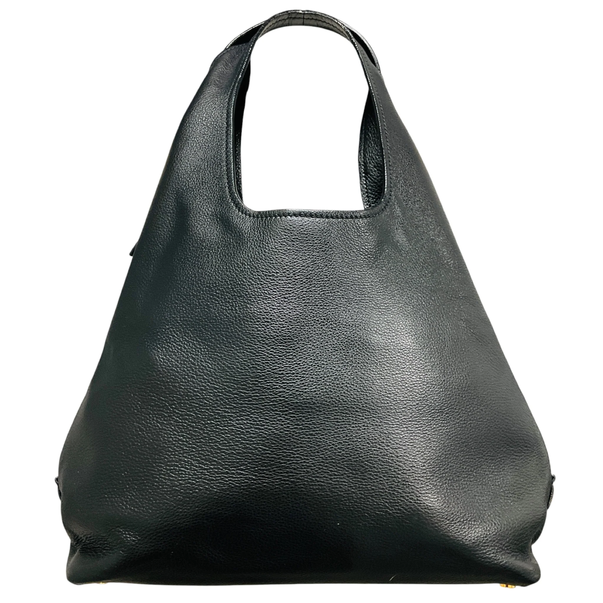 Tom Ford Black / Gold Zipper Detail Grained Leather Hobo Bag - Image 3