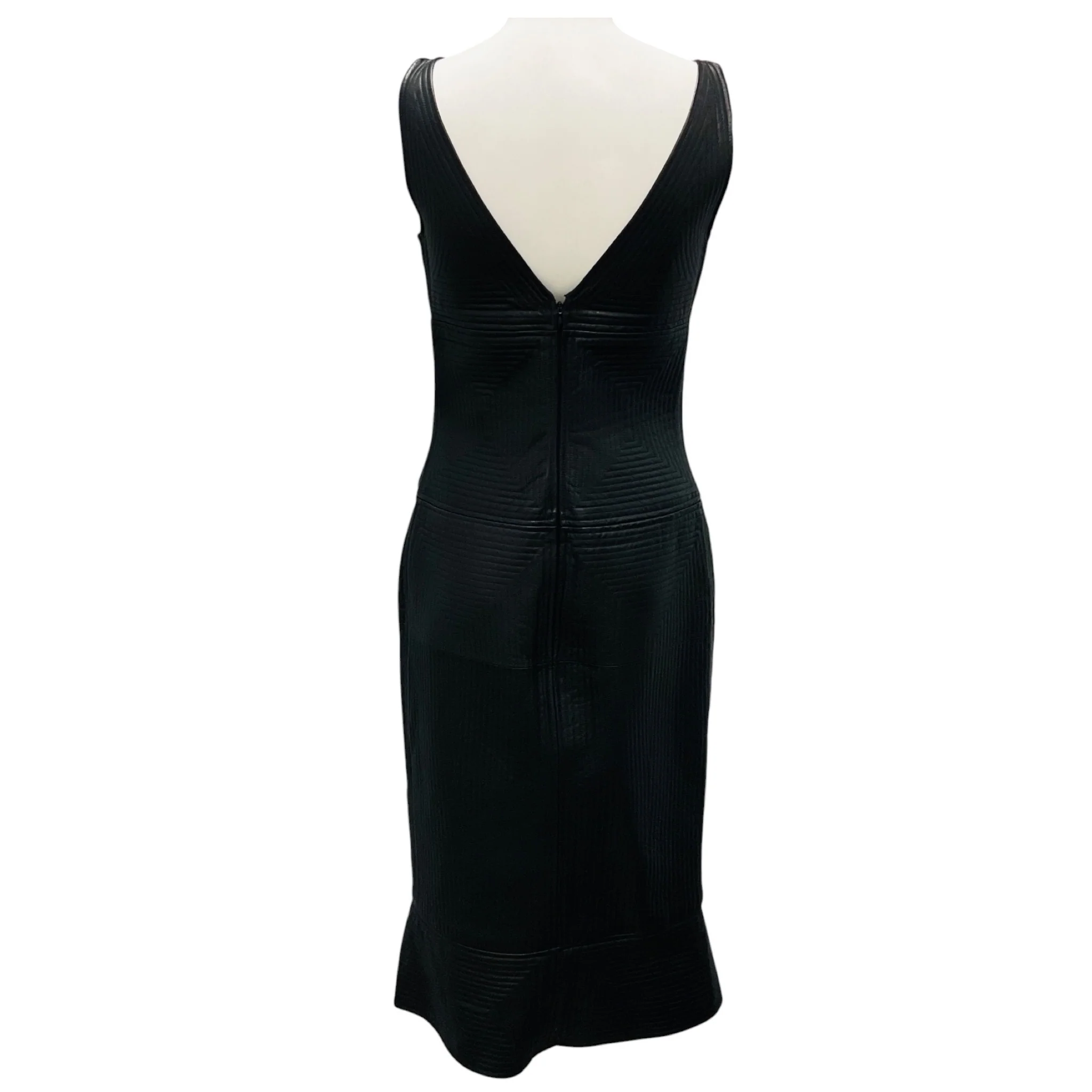 Tom Ford Black Sleeveless Lambskin Leather Midi Dress - Image 3