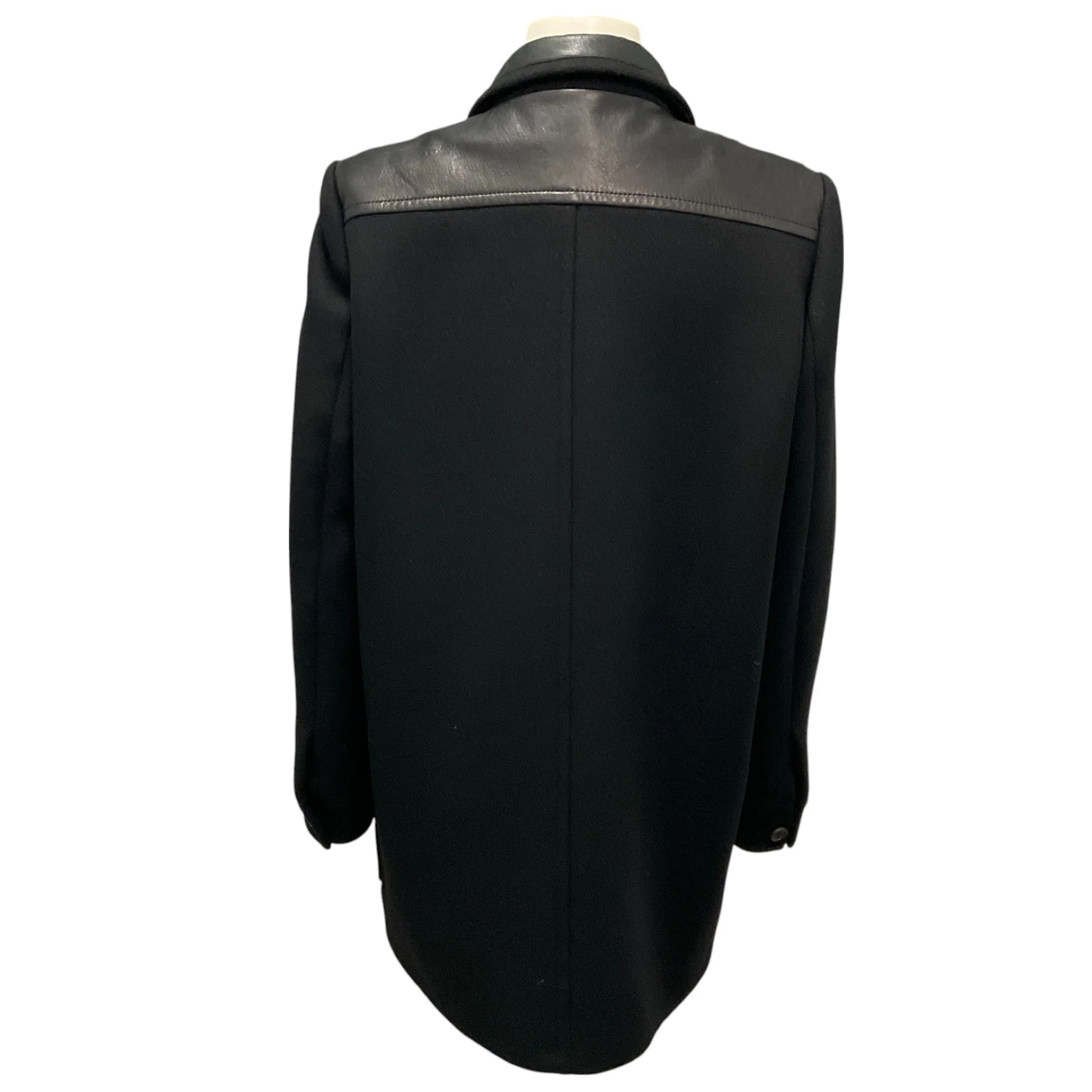 Tom Ford Black Wool and Lamb Leather Coat - Image 3