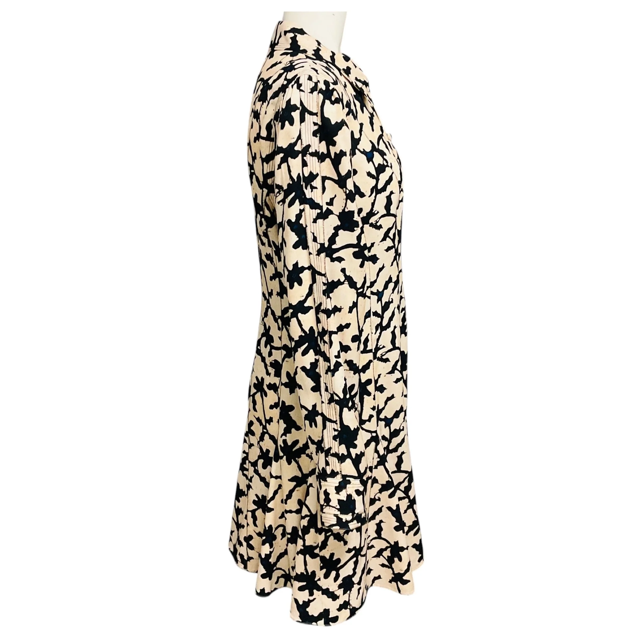 Ulla Johnson Beige / Black Printed Button Front Crepe Dress - Image 2