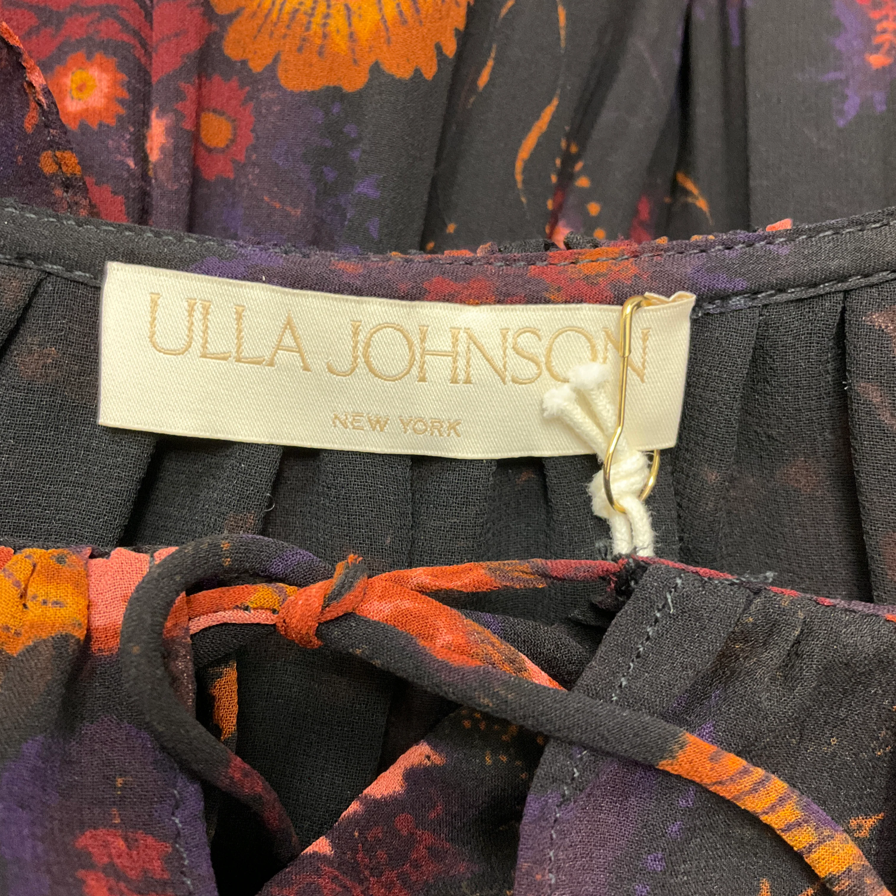 Ulla Johnson Black / Orange Valerian Print Adara Dress - Image 4