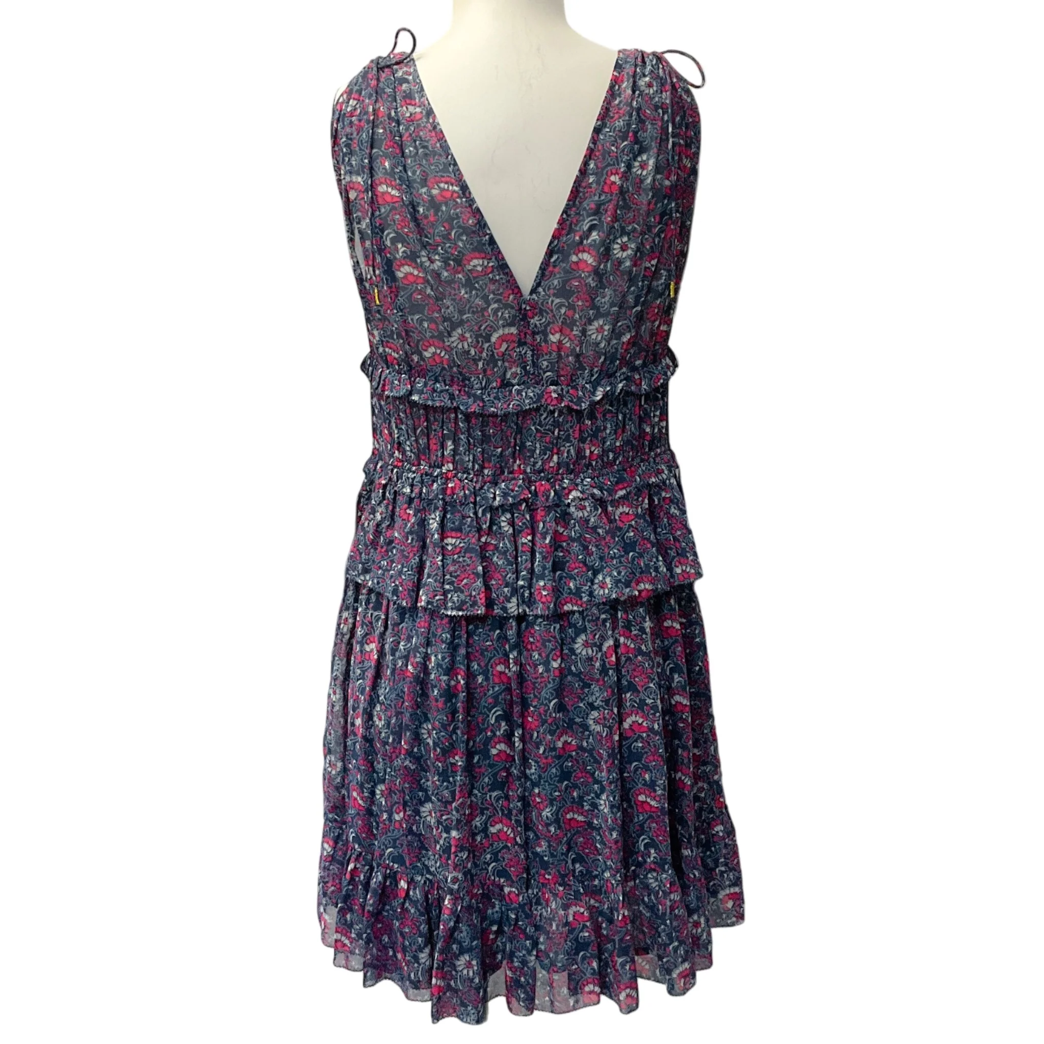 Ulla Johnson Blue / Pink Ditsy Floral Silk Dress - Image 3