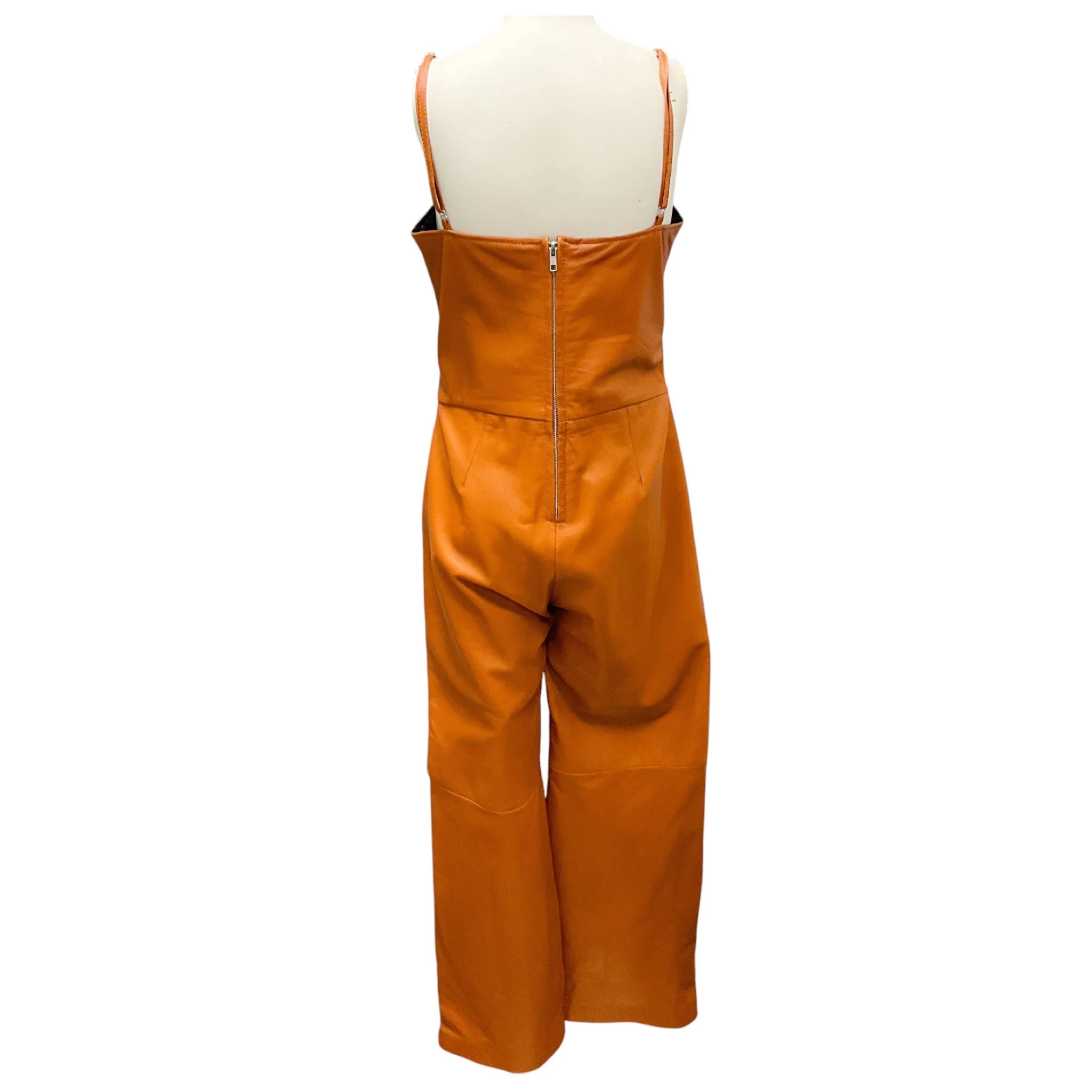Understated Leather Tan Lamb Leather Jumpsuit - Image 3