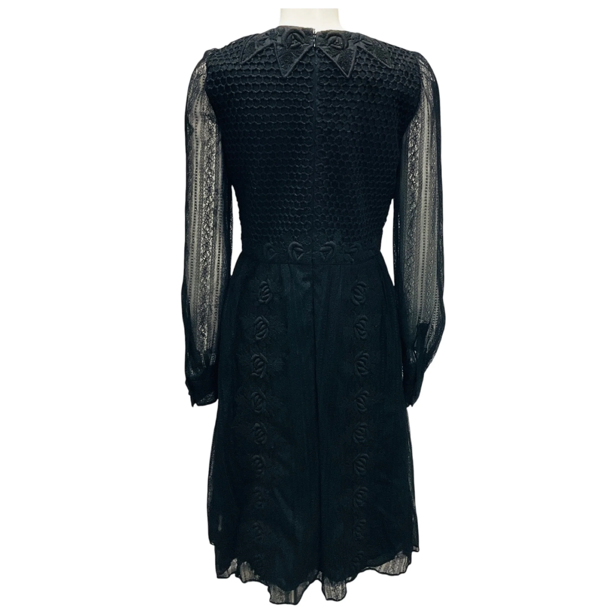 Valentino Black Embroidered Lace Cocktail Dress - Image 3