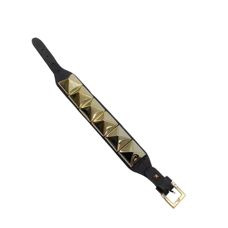 Valentino Black Gold Large Rockstuds Bracelet - Image 4