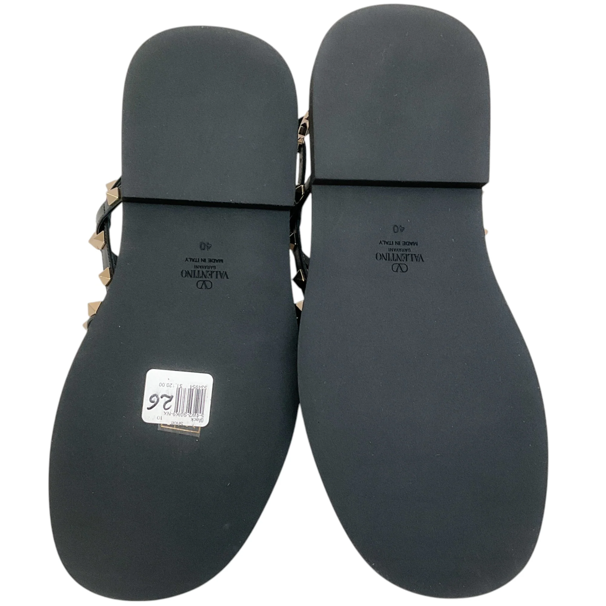 Valentino Black Leather Multi Strap Rockstud Flat Sandals - Image 10
