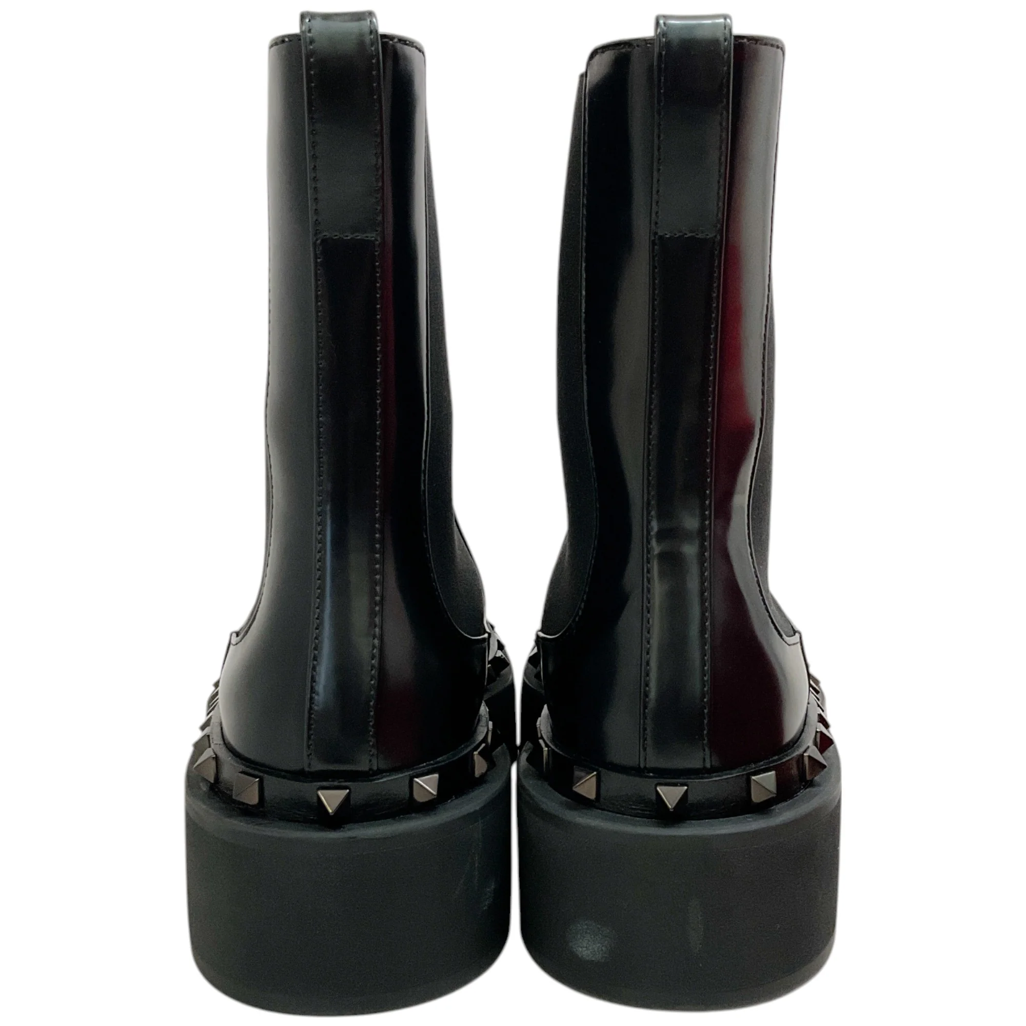 Valentino Black Leather Rockstud Beatle Boots - Image 5
