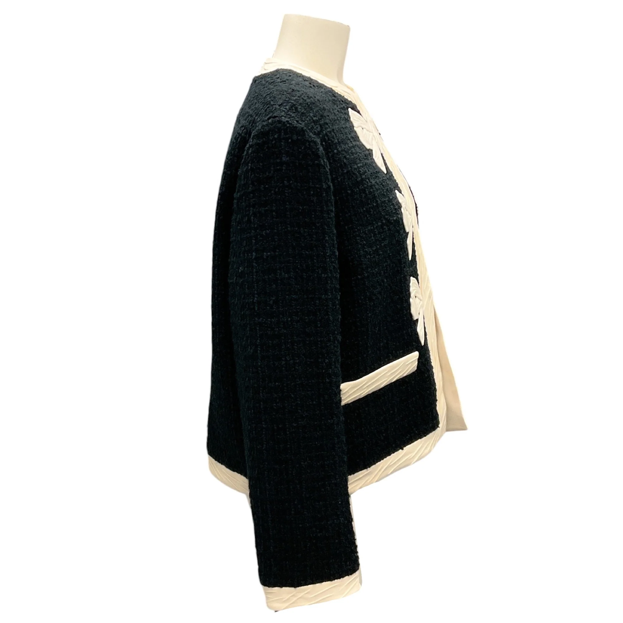 Valentino Black / Navy / Ivory 2021 Bow Detail Tweed Jacket - Image 2