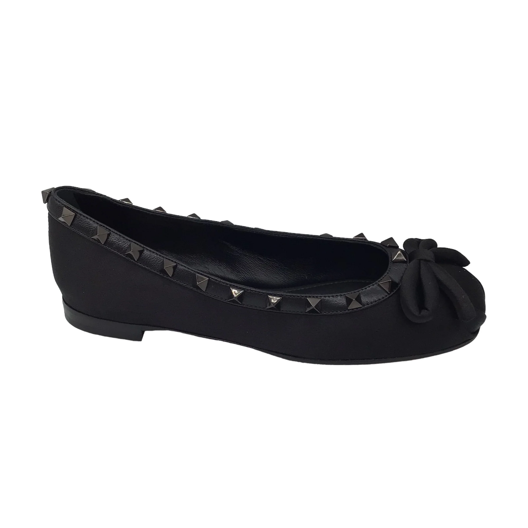 Valentino Black Rockstud Satin Ballet Flats - Image 2