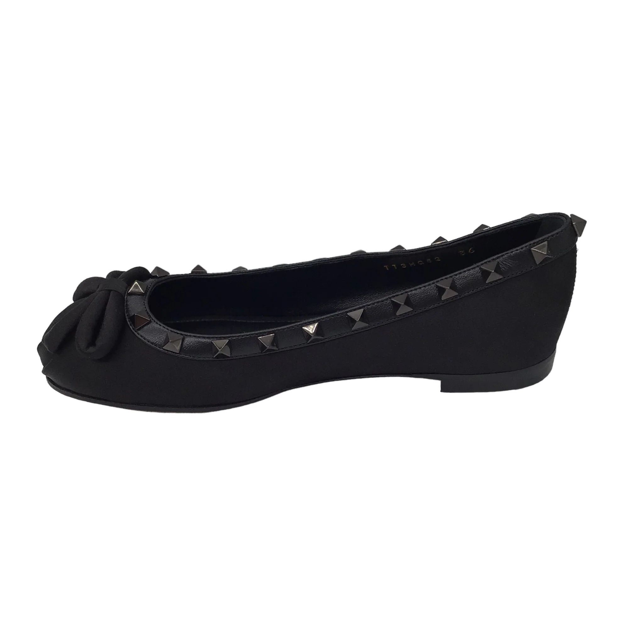 Valentino Black Rockstud Satin Ballet Flats - Image 3
