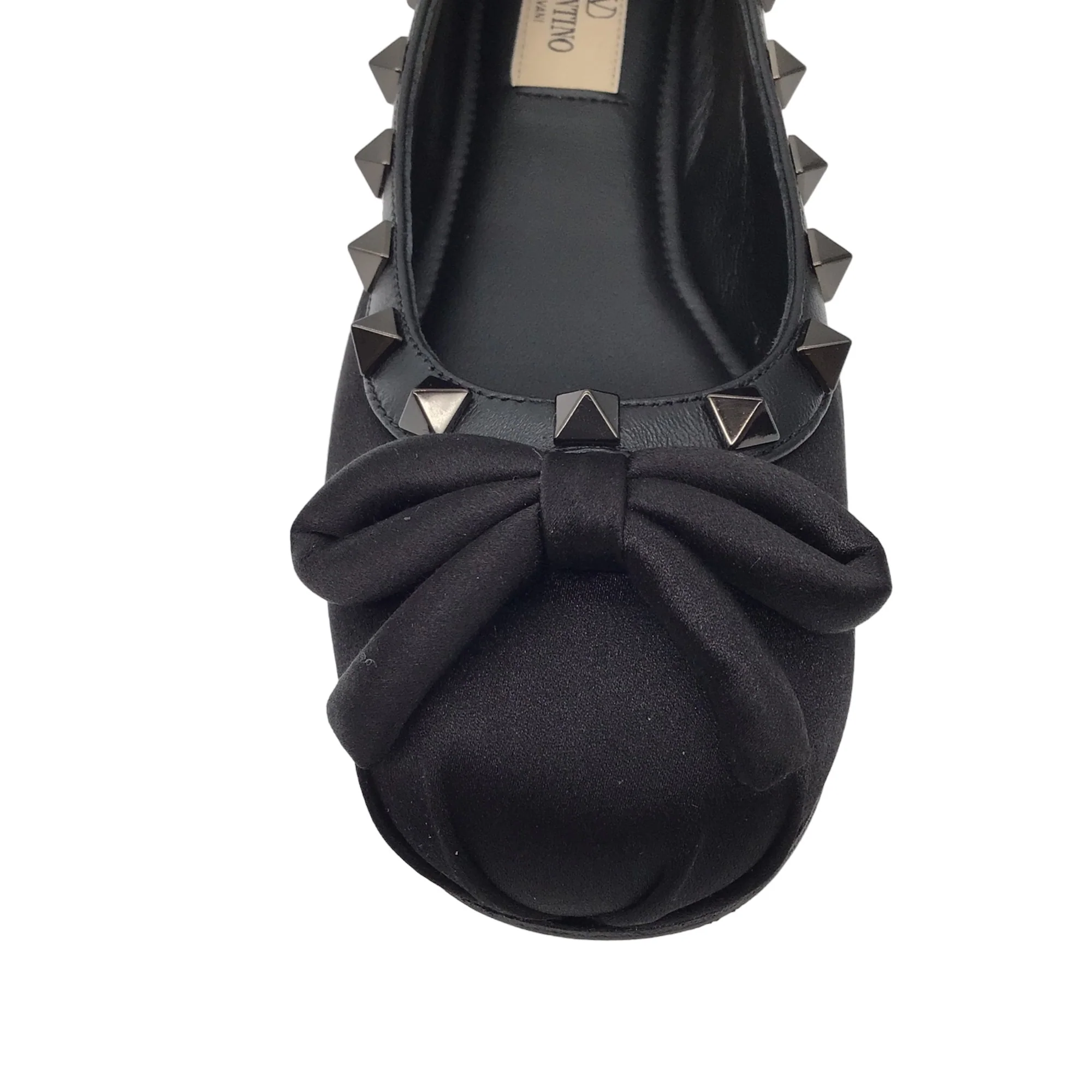 Valentino Black Rockstud Satin Ballet Flats - Image 5