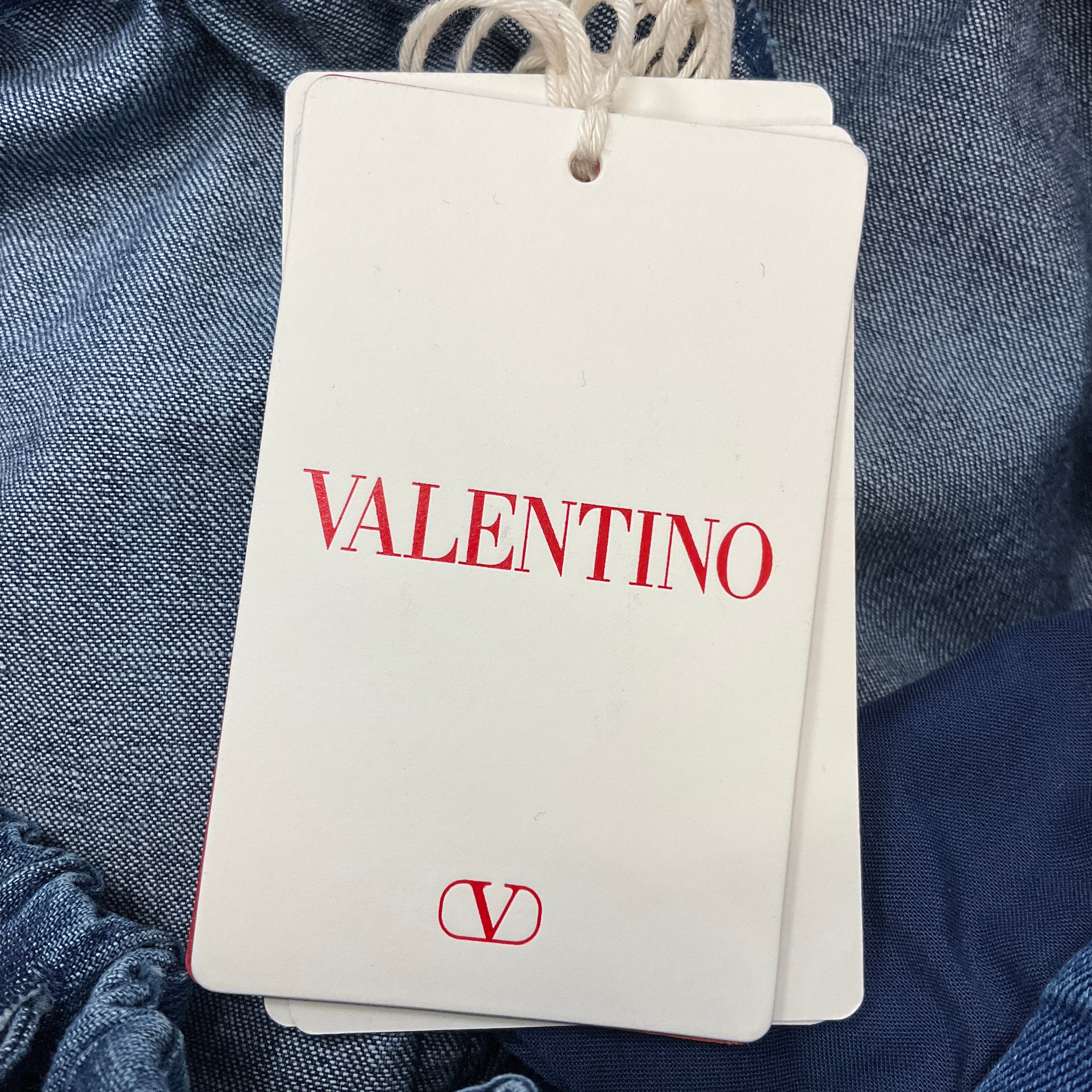 Valentino Blue 2021 Denim Drawstring Wide-Leg Palazzo Jeans / Trousers - Image 7