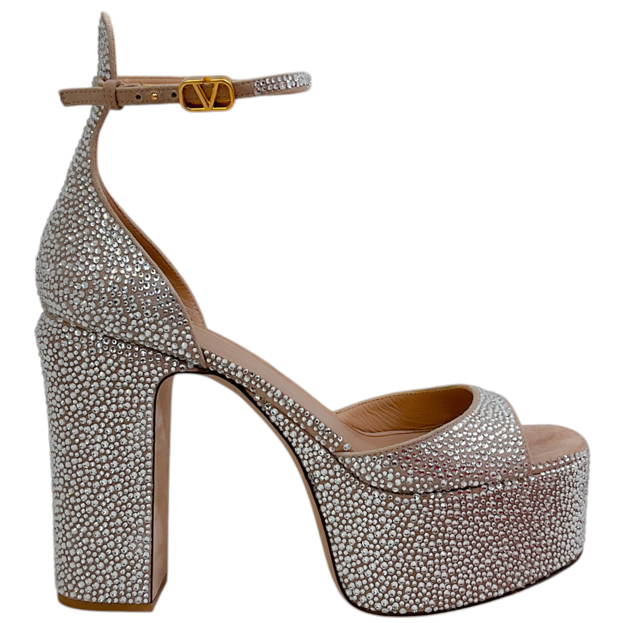 Valentino Crystal Embellished Platform Peep Toe Pumps - Image 2