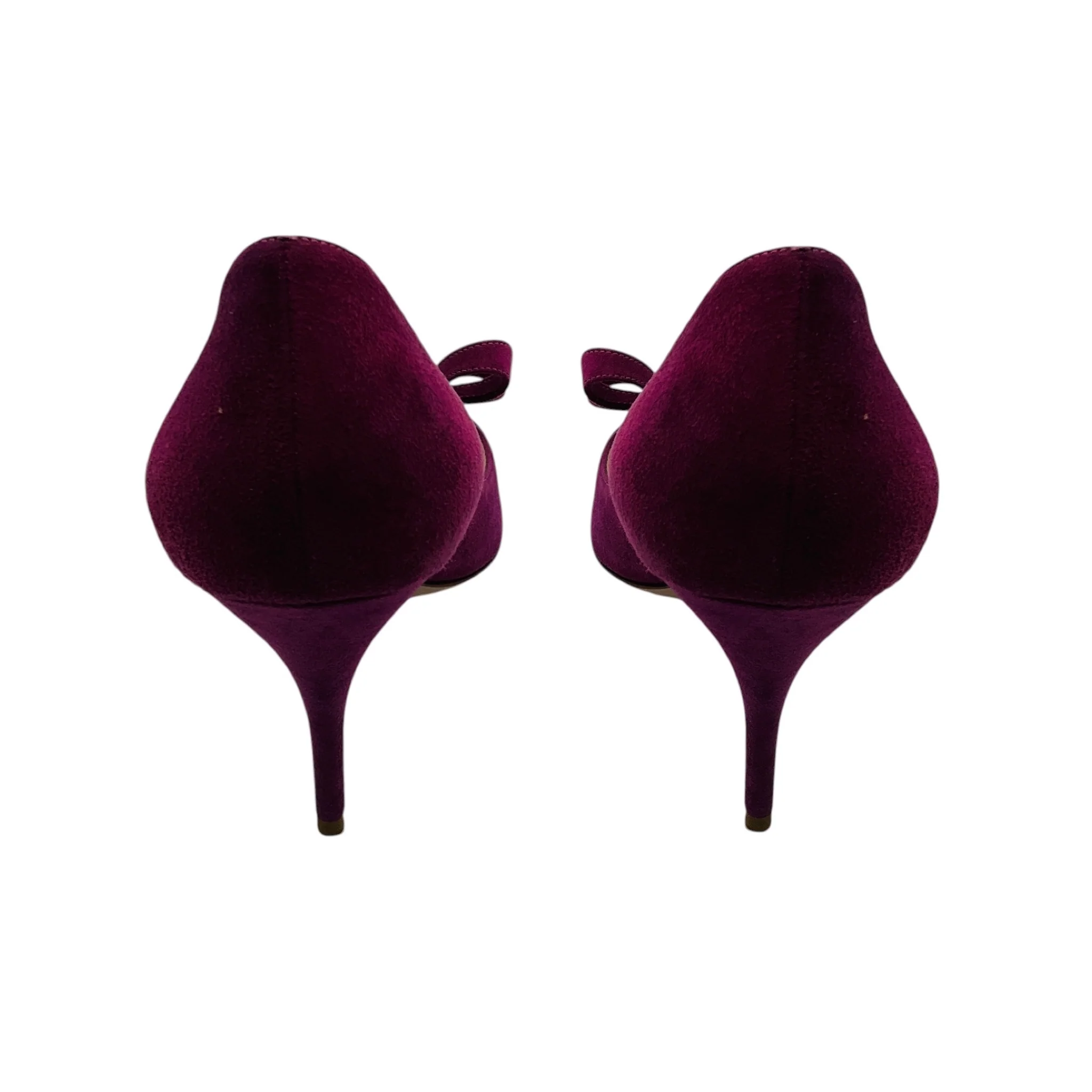 Valentino Purple Bow Detail Open Toe Suede Pumps - Image 5