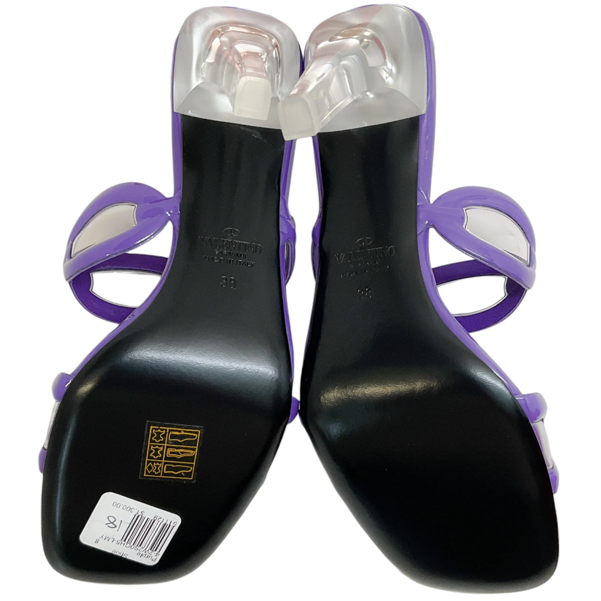Valentino Purple Patent Leather Chain Open Toe Sandals - Image 8