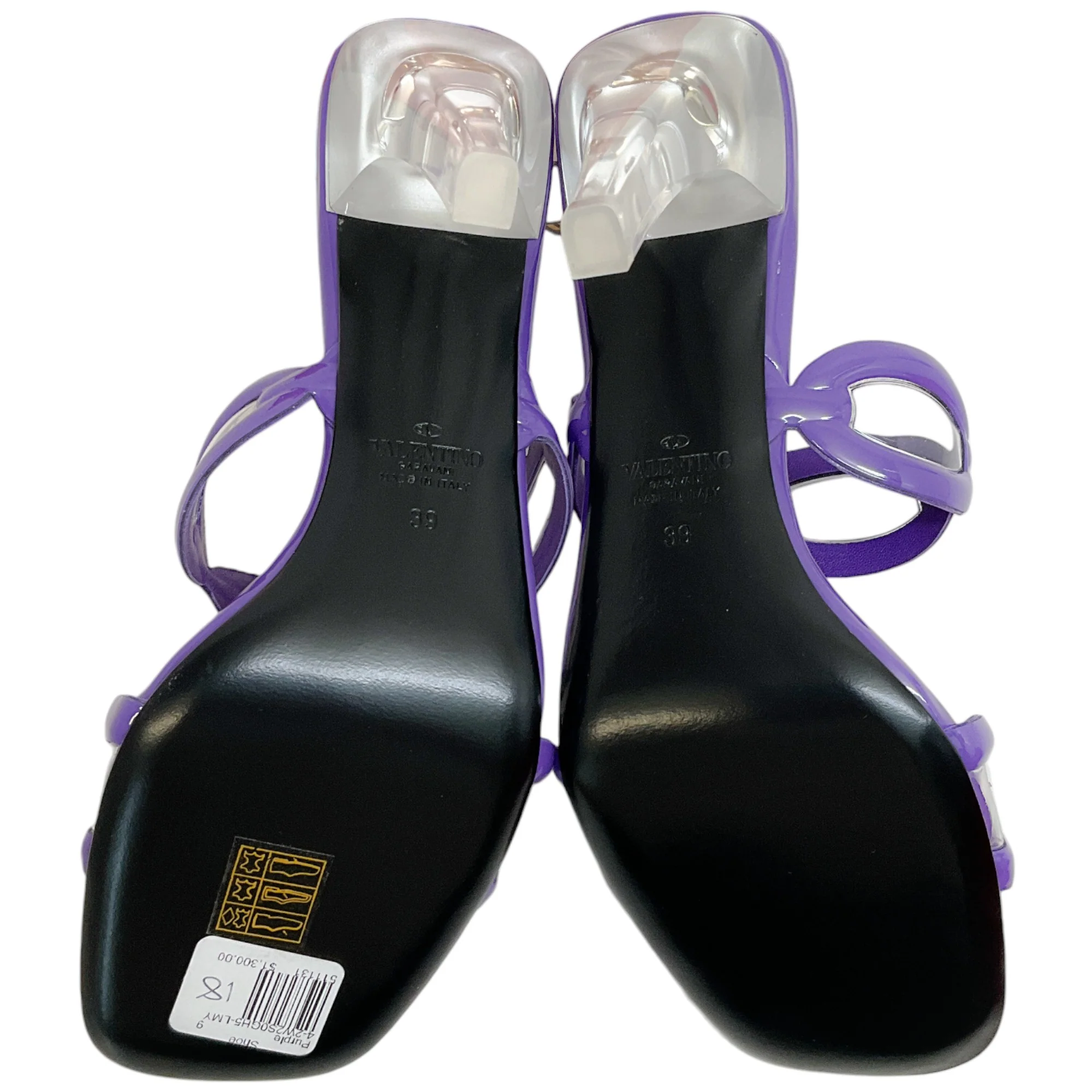 Valentino Purple Patent Leather Chain Open Toe Sandals - Image 9
