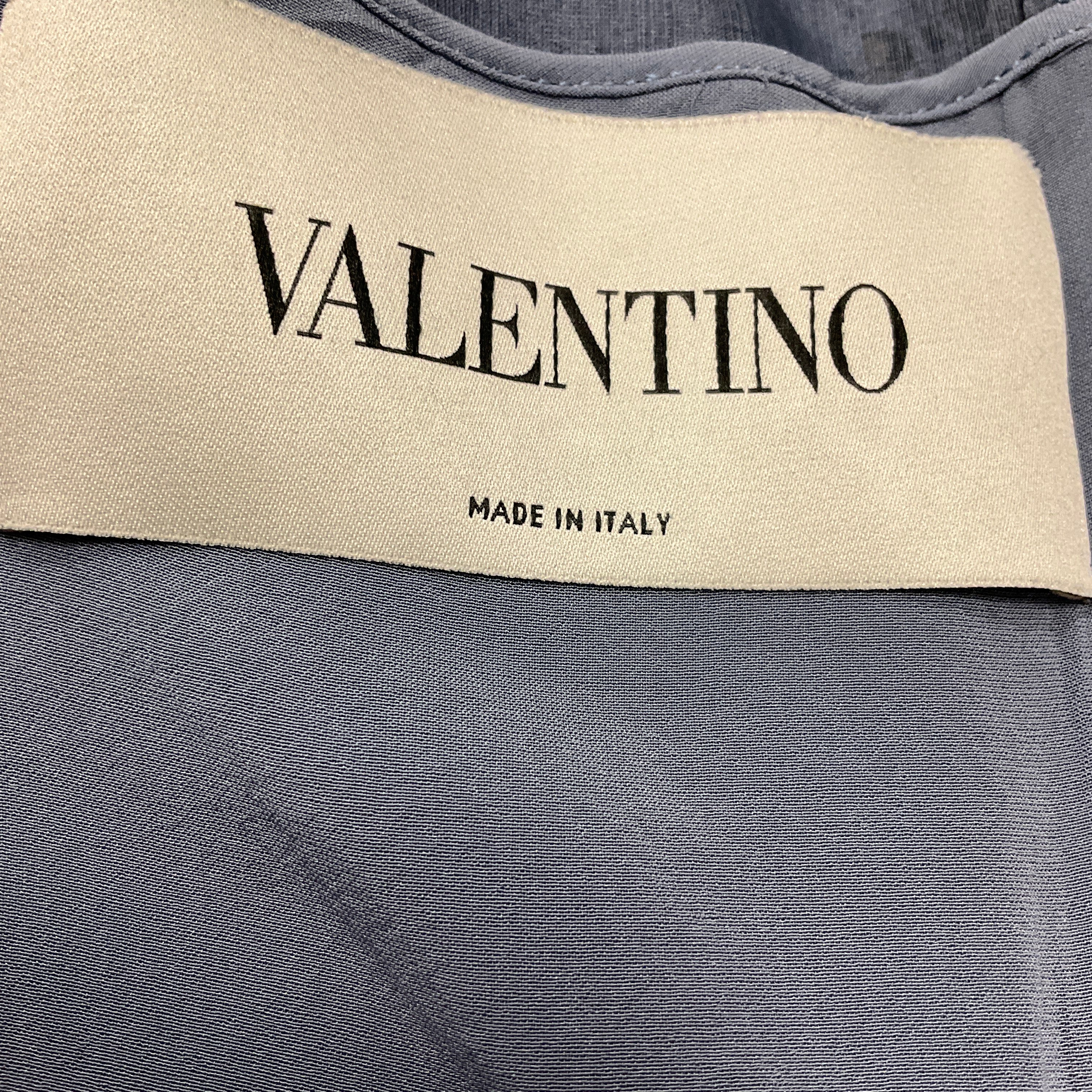 Valentino Slate Blue Short Sleeved Lace Cocktail Dress - Image 4