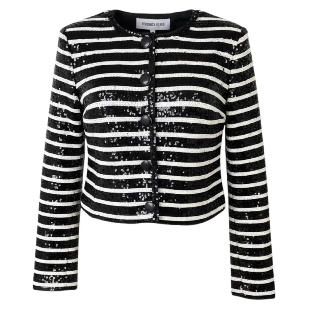 Veronica Beard Black / Off-White Mickey Sequin Jacket