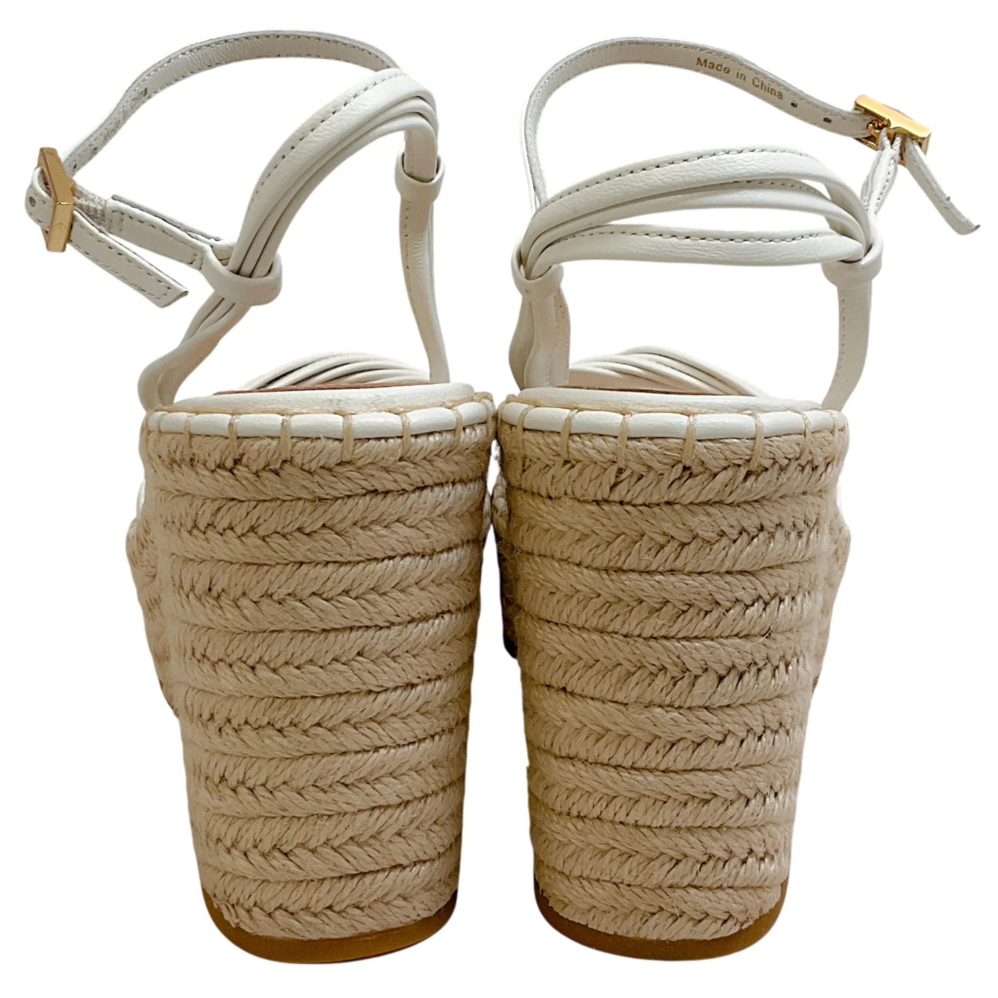 Veronica Beard Coconut Leather Ravina Raffia Wedge Sandals - Image 5