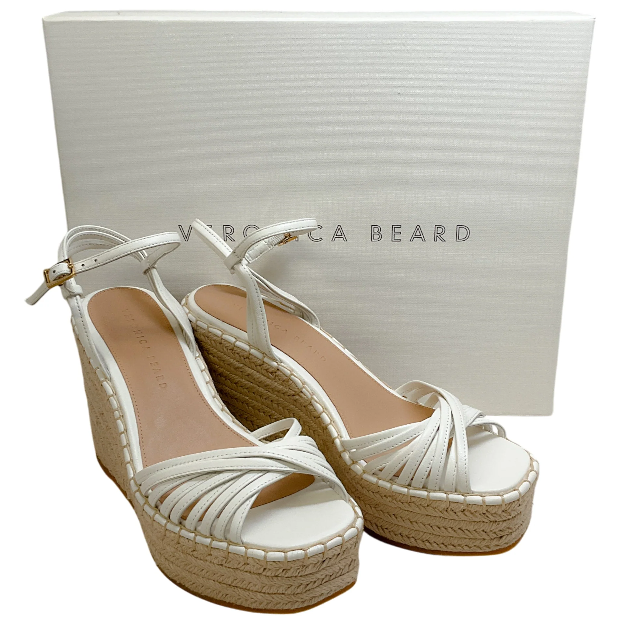 Veronica Beard Coconut Leather Ravina Raffia Wedge Sandals - Image 6