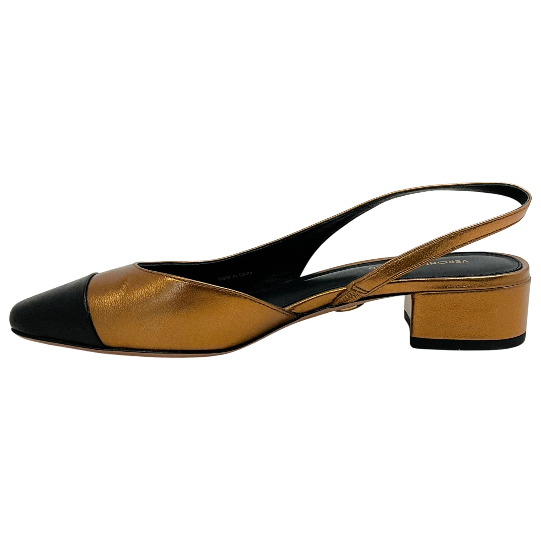 Veronica Beard Copper / Black Leather Cecile Slingback Pumps - Image 3
