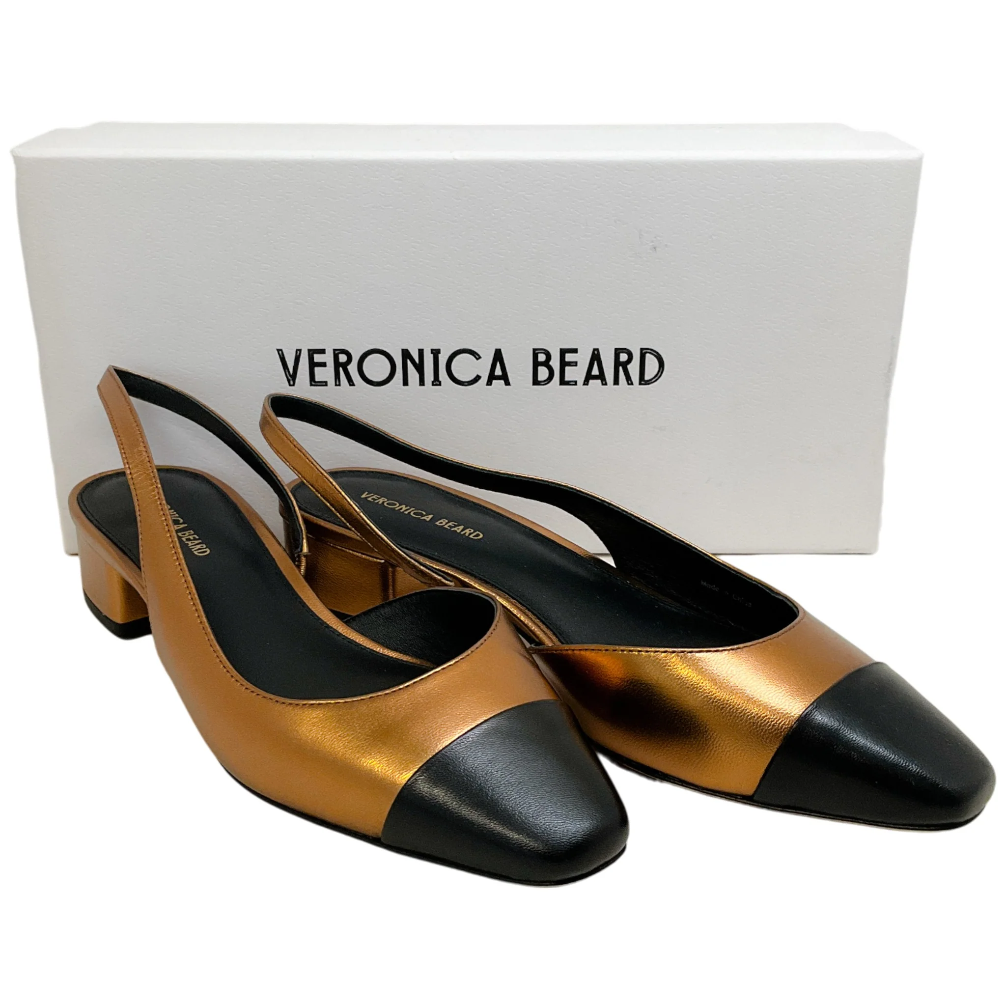 Veronica Beard Copper / Black Leather Cecile Slingback Pumps - Image 6