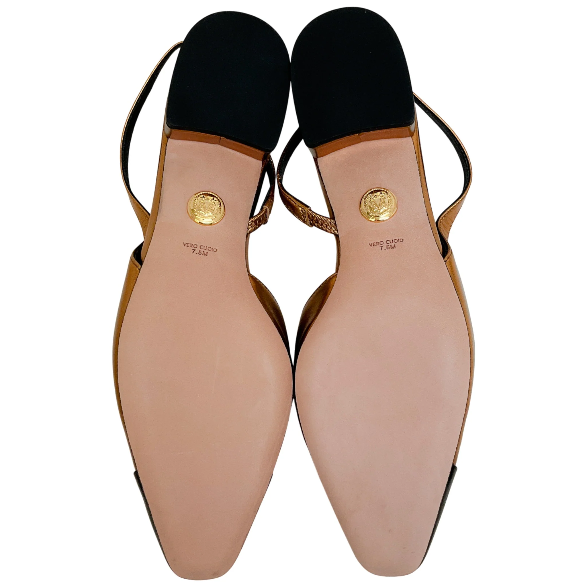 Veronica Beard Copper / Black Leather Cecile Slingback Pumps - Image 8