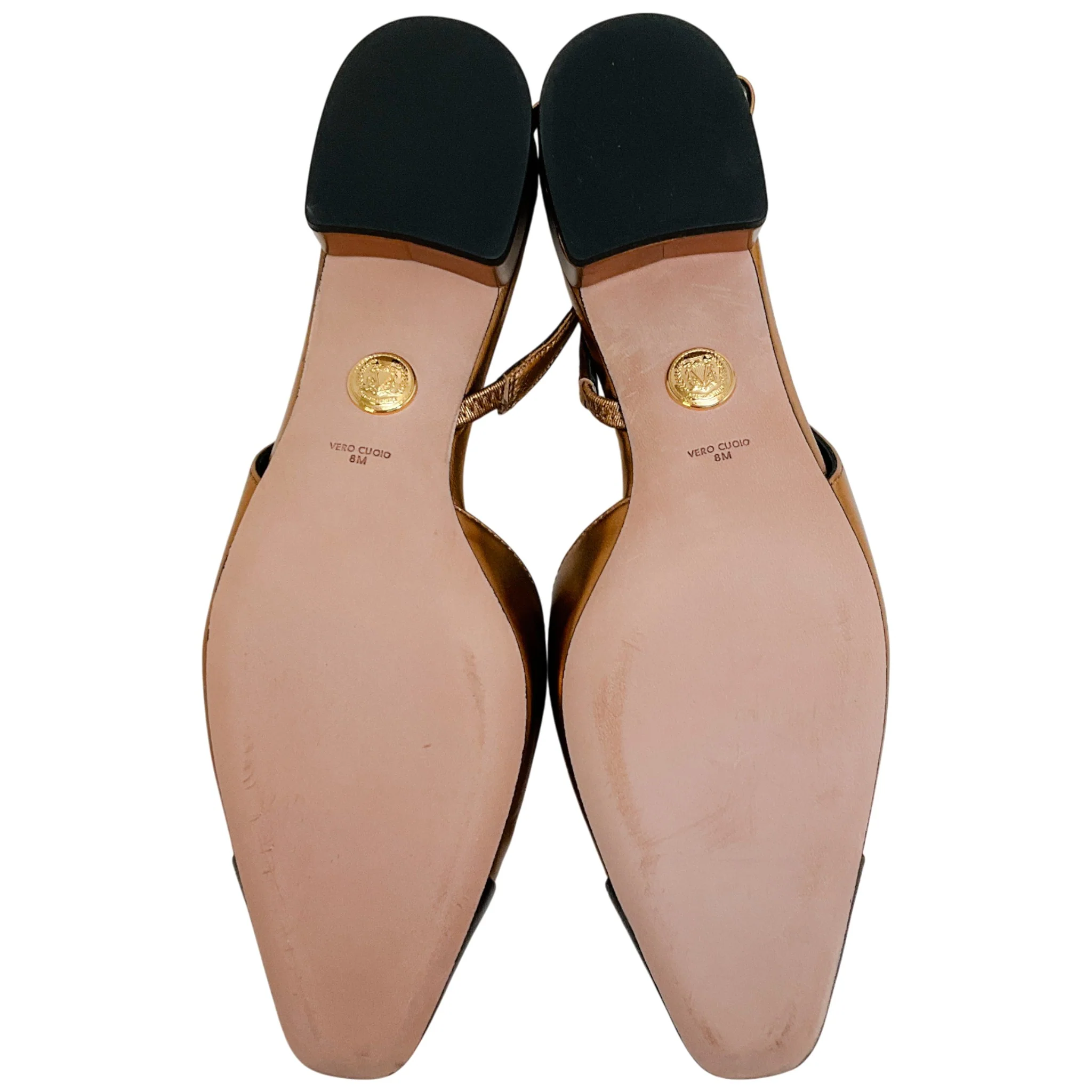 Veronica Beard Copper / Black Leather Cecile Slingback Pumps - Image 9