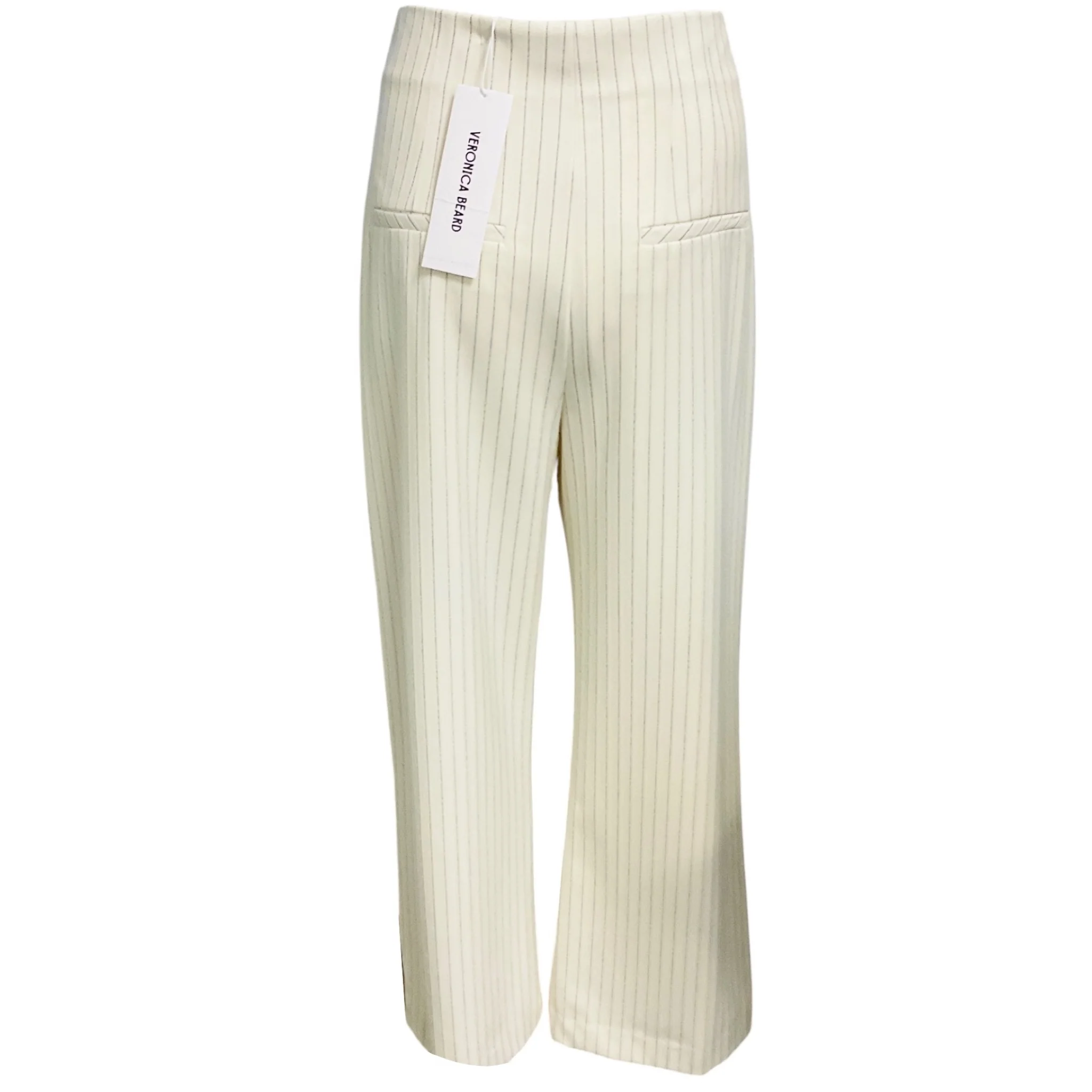 Veronica Beard Ecru Multi Dova Pinstriped Pant - Image 3