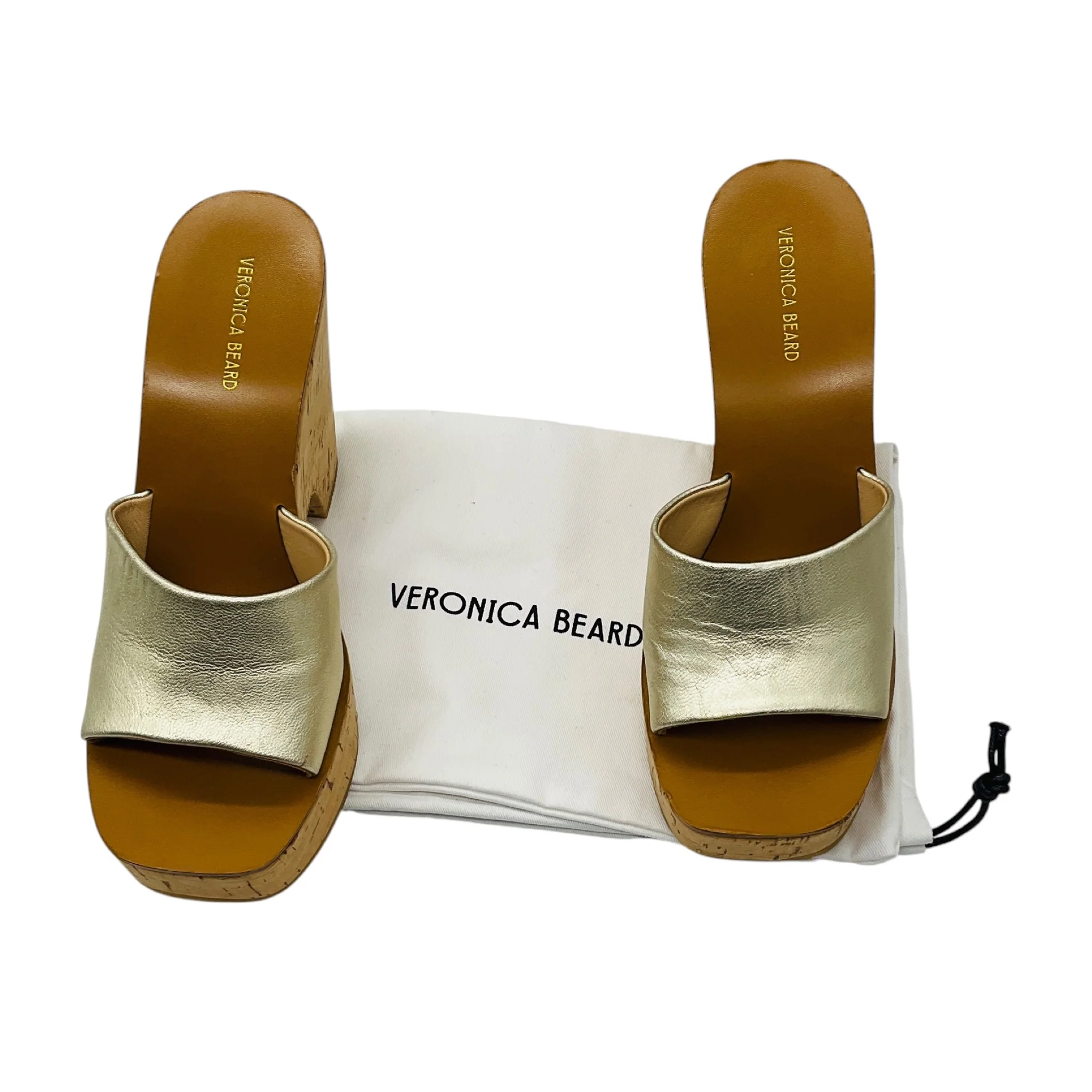 Veronica Beard Gold Metallic Paulita Platform Wedge Sandals - Image 8