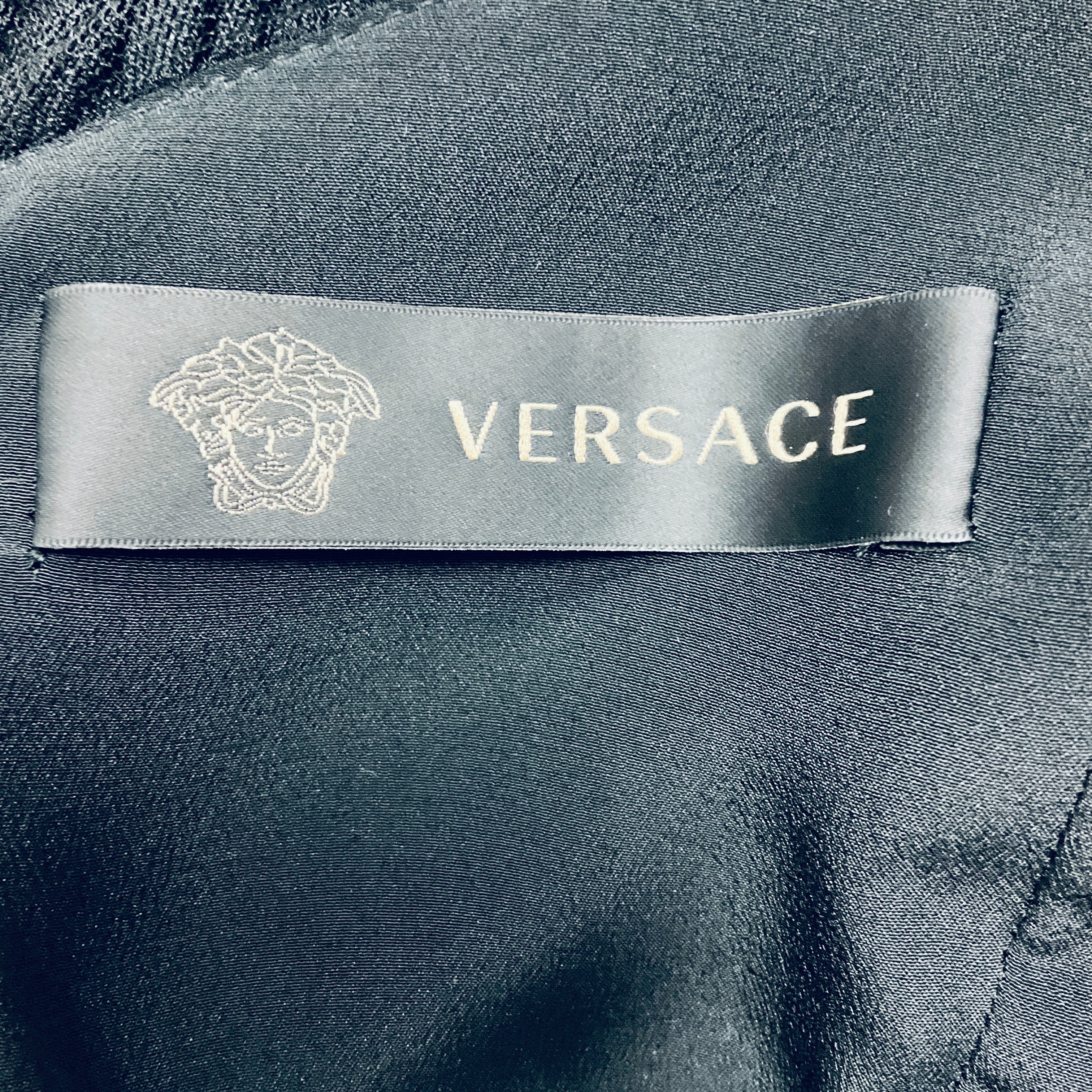 Versace Black / Purple Crystal Embellished Mesh Mini Cocktail Dress - Image 4