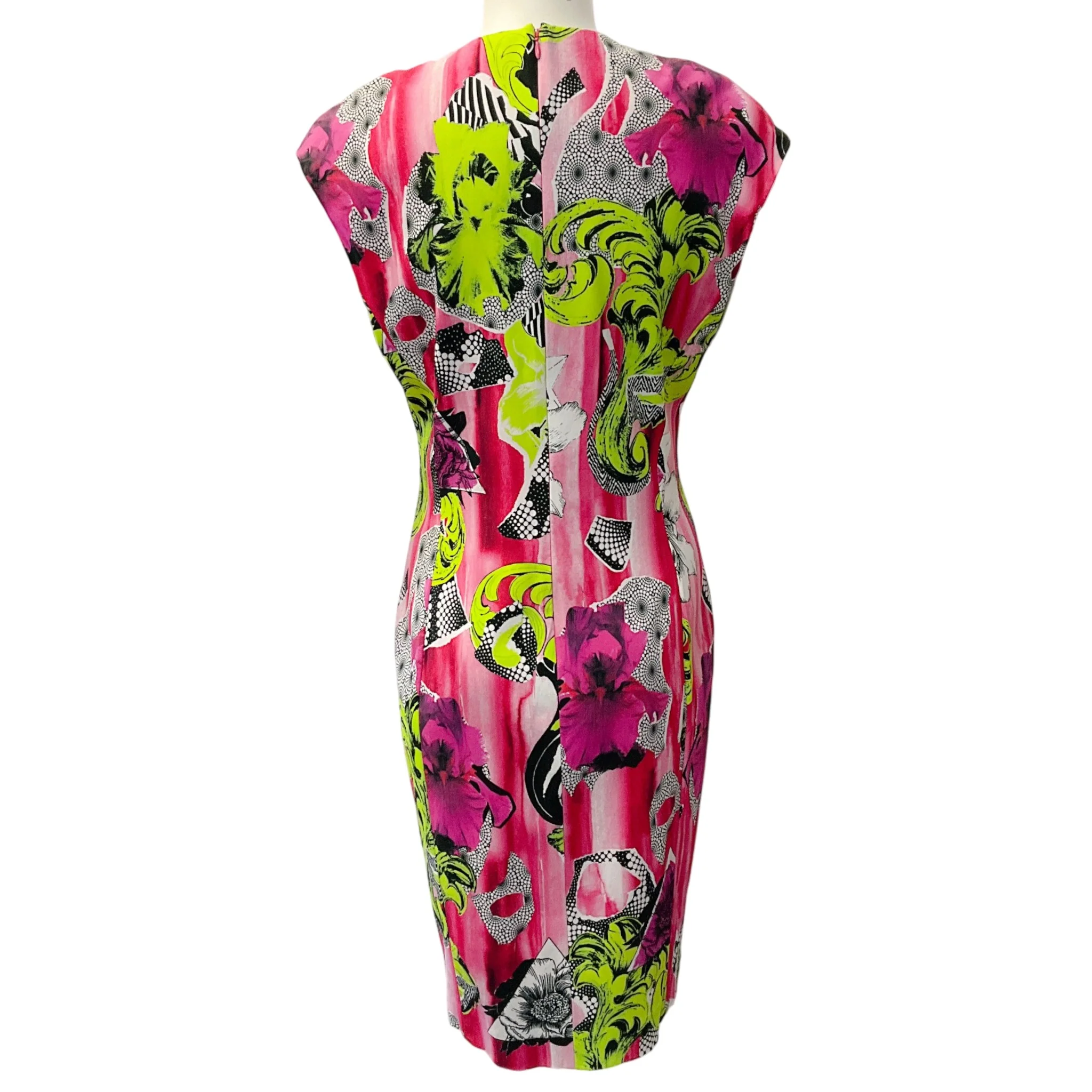 Versace Collection Pink / Lime Zip Detail Dress - Image 3