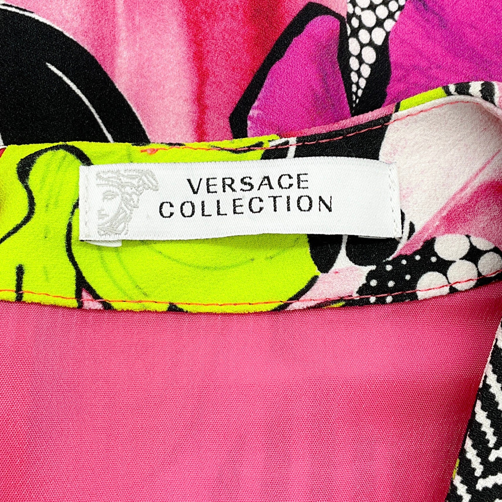 Versace Collection Pink / Lime Zip Detail Dress - Image 4