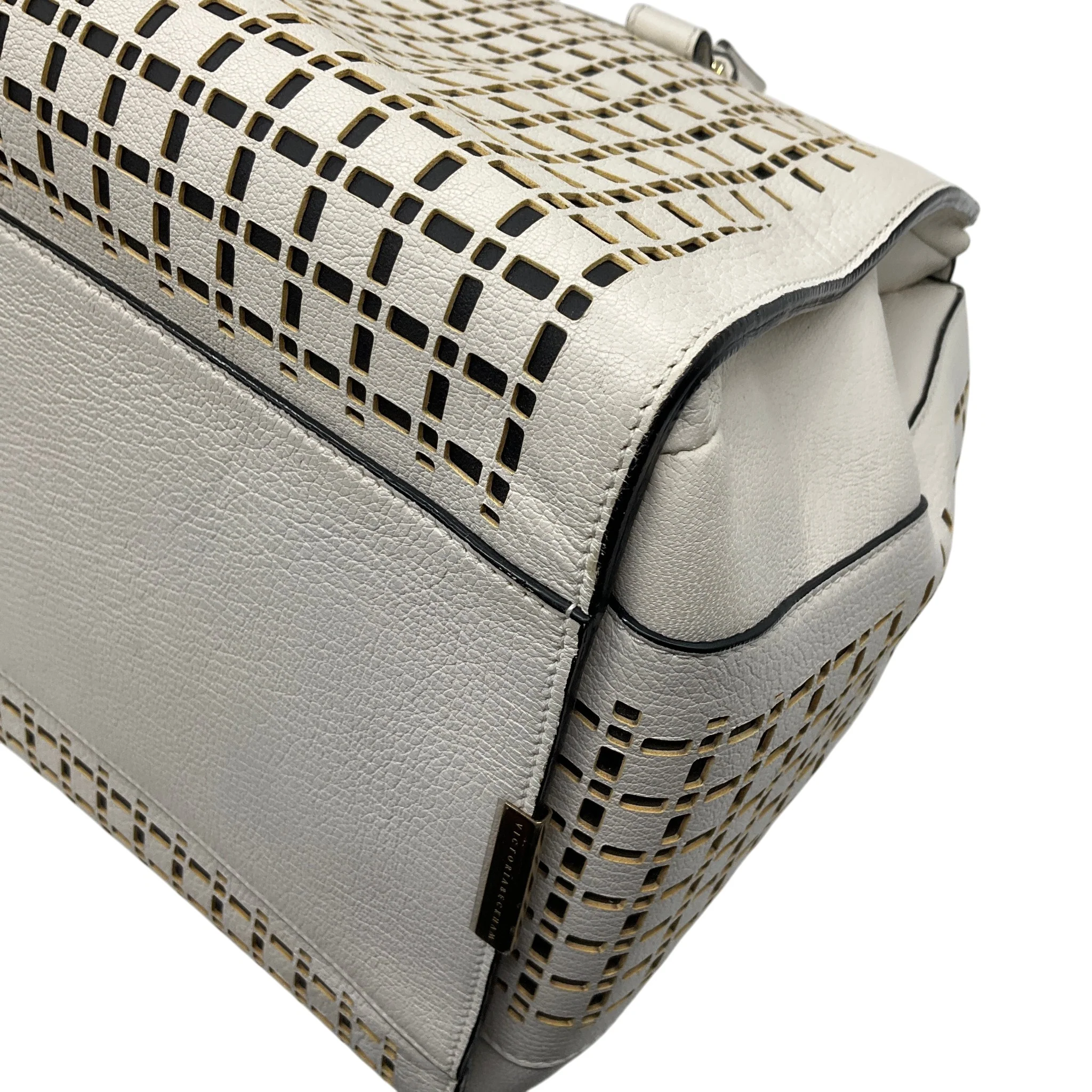 Victoria Beckham White Leather Quincy Laser Cut Satchel - Image 11