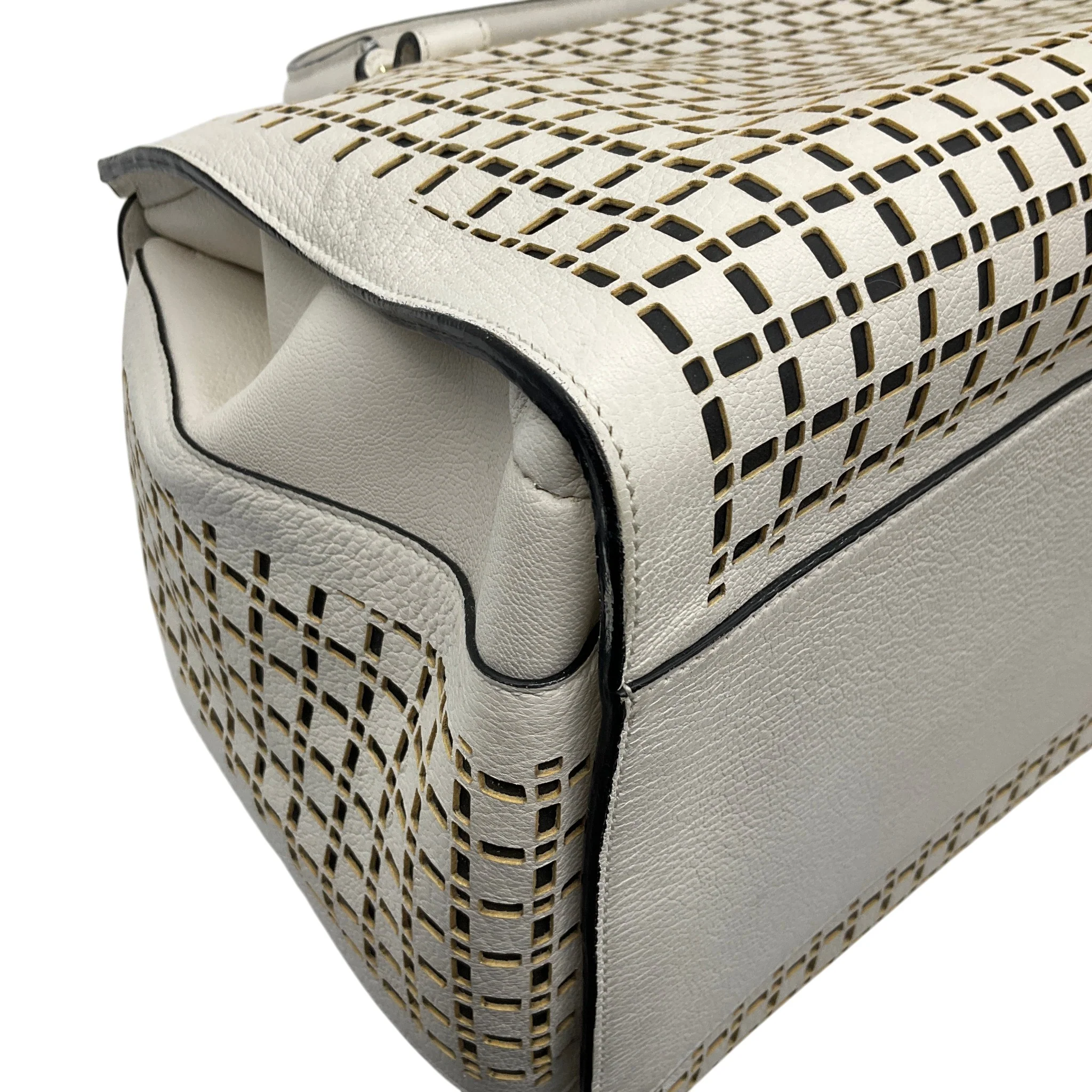 Victoria Beckham White Leather Quincy Laser Cut Satchel - Image 12