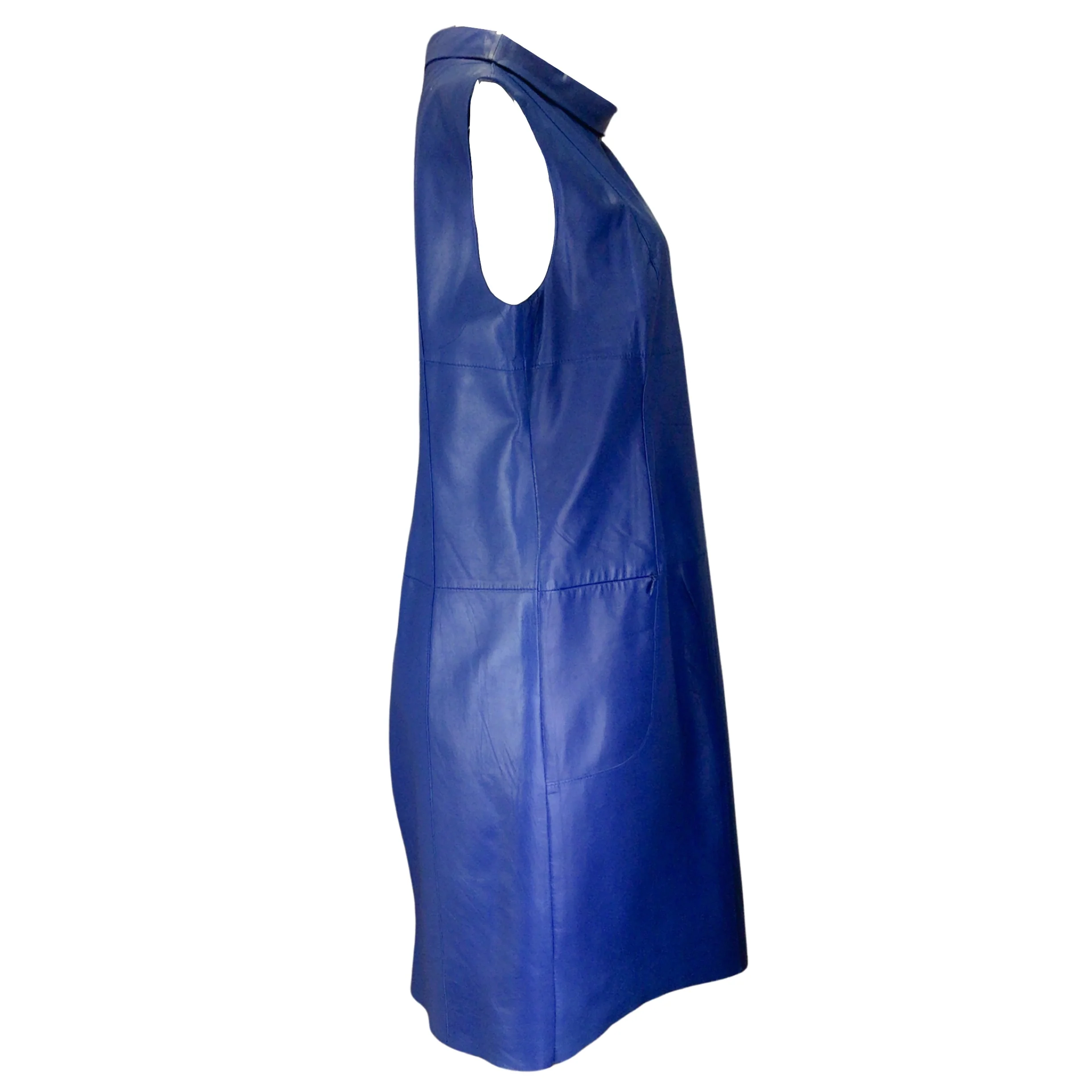 Worth Royal Blue Sleeveless Leather Midi Dress - Image 2