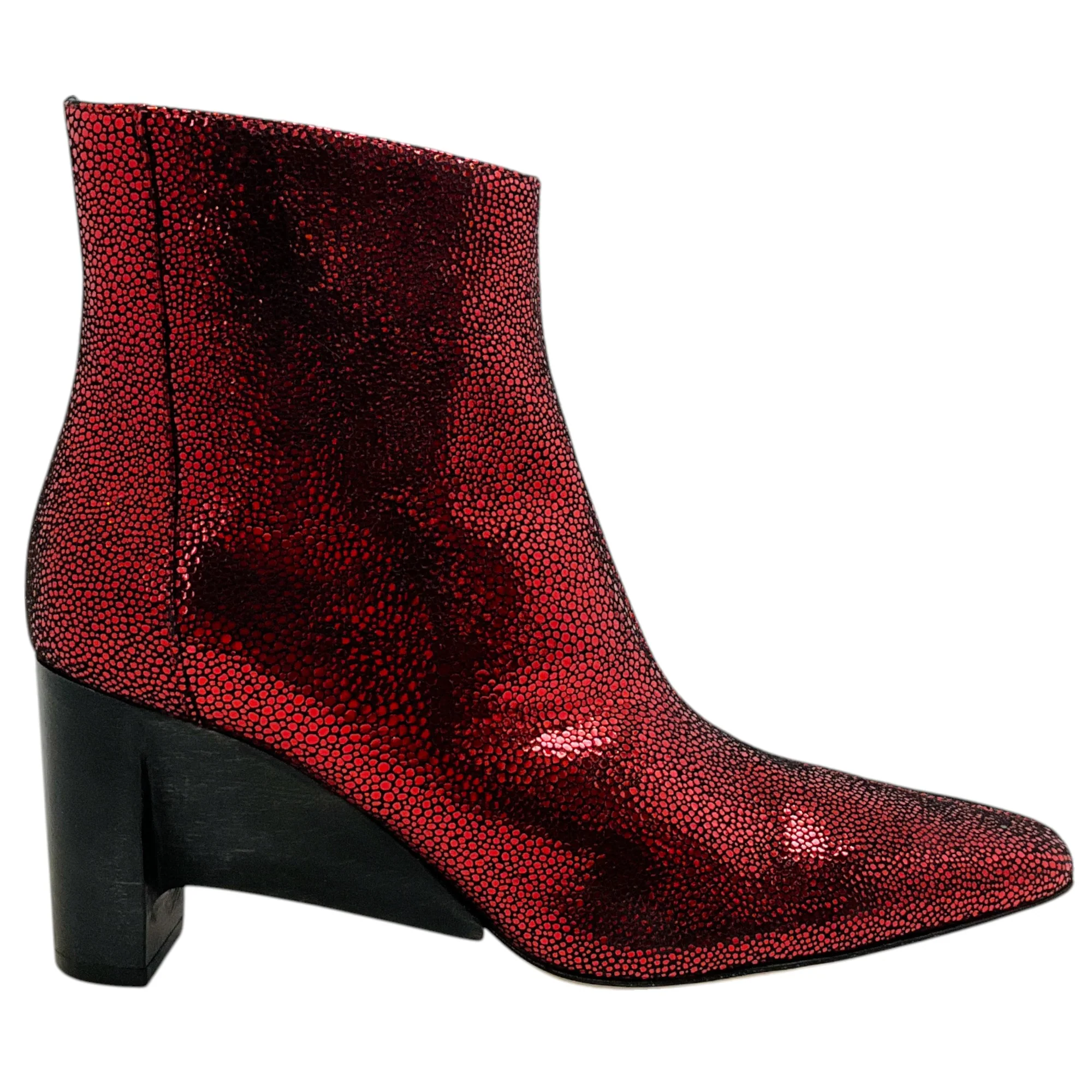 Zero + Maria Cornejo Red Shimmer Suede Boots - Image 2