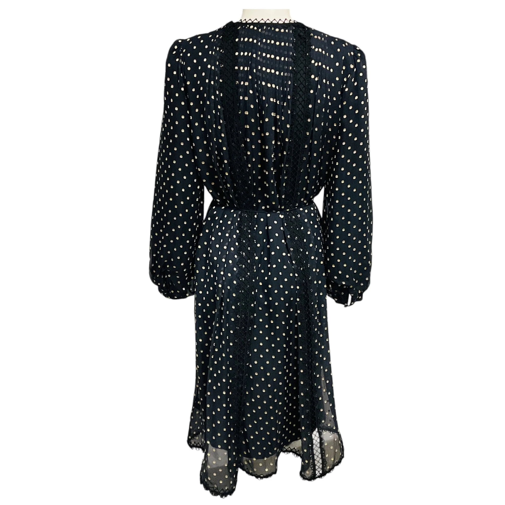 Zimmermann Black / Beige Polka Dot Print Long Sleeved Chiffon Dress - Image 3