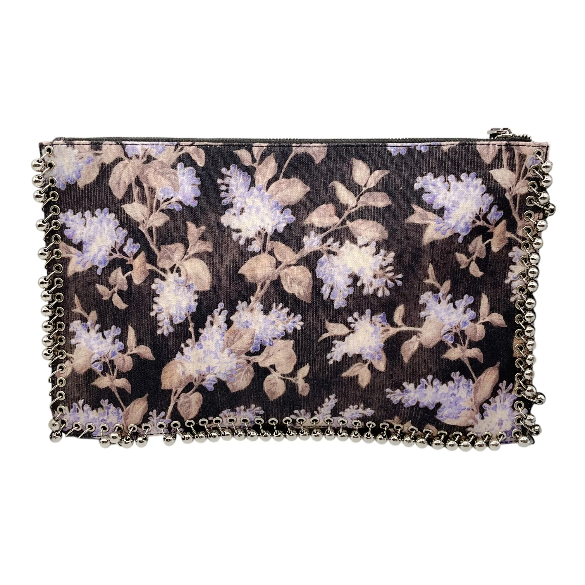 Zimmermann Black Lavender Floral Embellished Envelope Clutch - Image 3