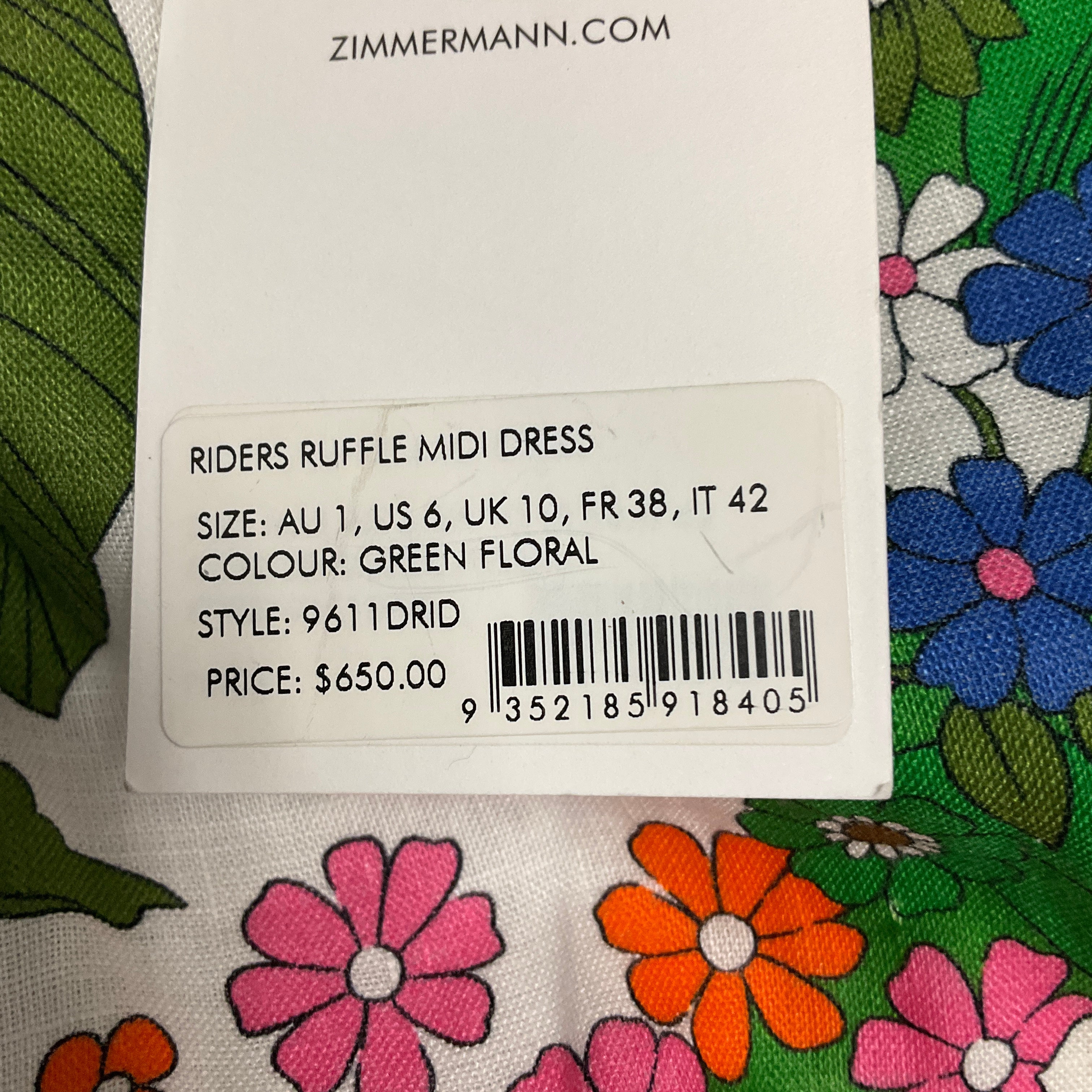 Zimmermann Green Floral Riders Ruffle Midi Dress - Image 6