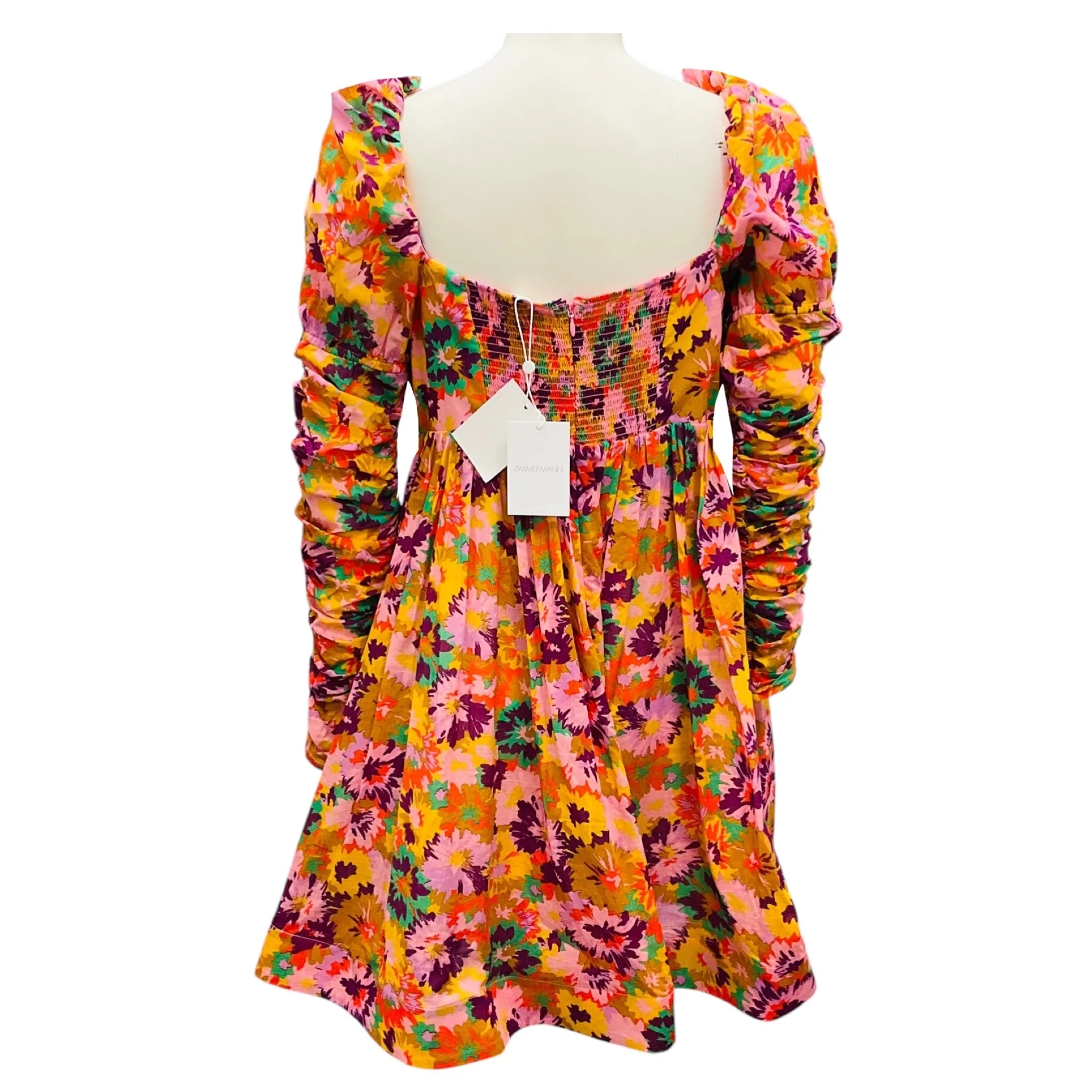 Zimmermann Mustard Multi Floral Violet Twist Front Mini Dress - Image 3