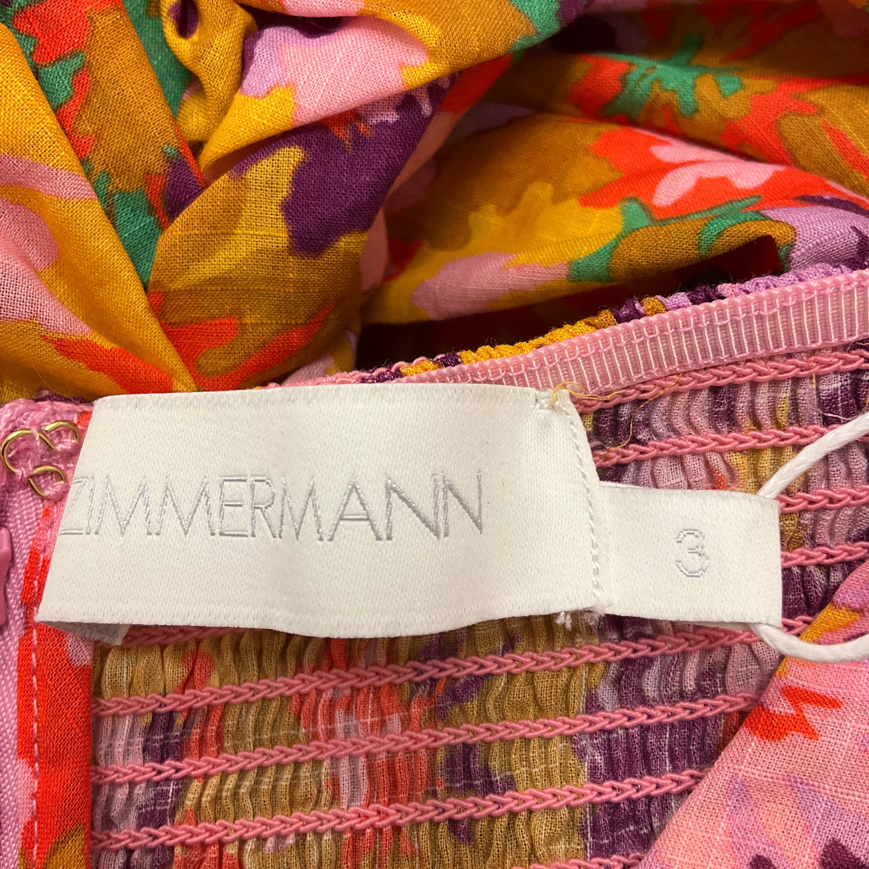 Zimmermann Mustard Multi Floral Violet Twist Front Mini Dress - Image 4