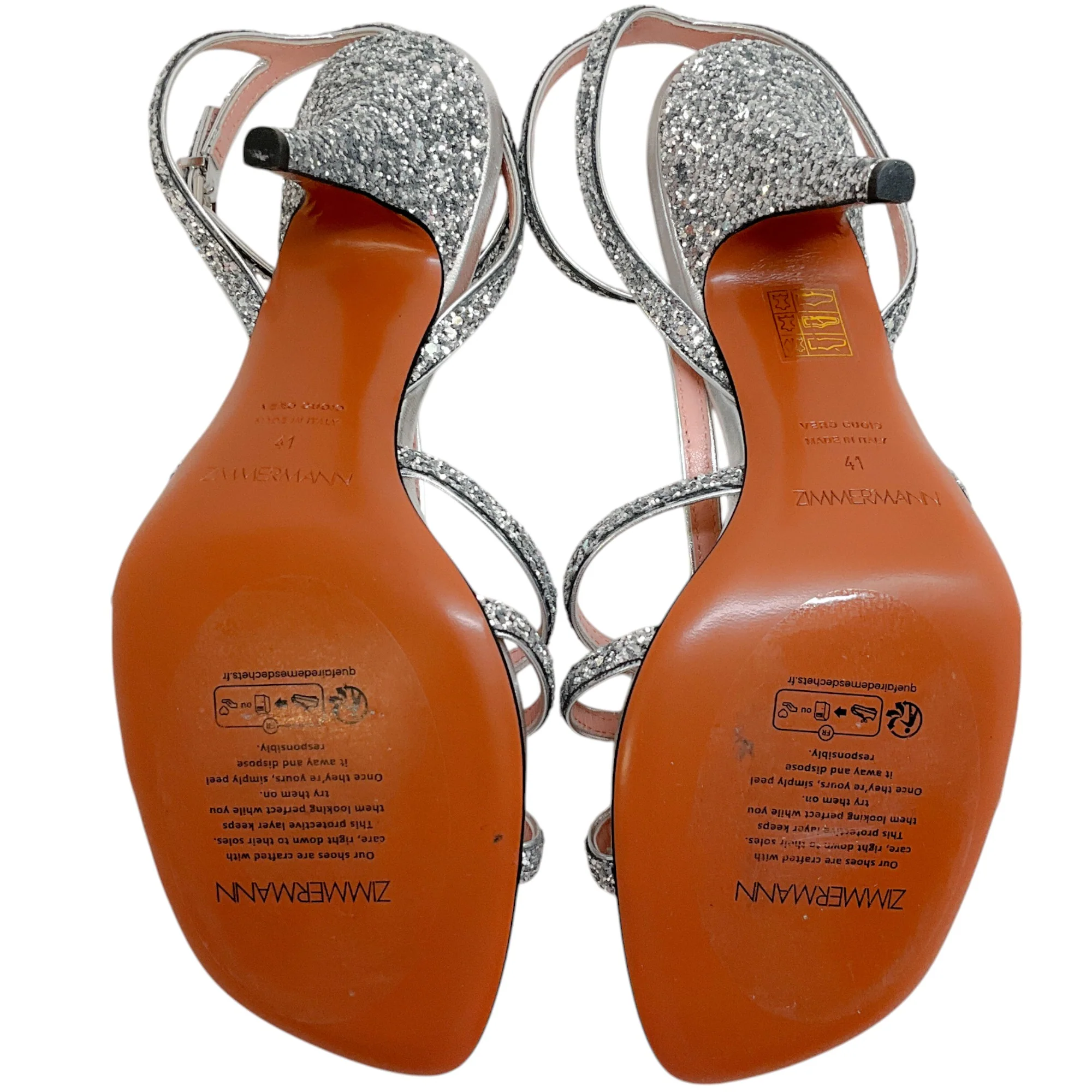 Zimmermann Silver Sequined Aura Sandals - Image 8